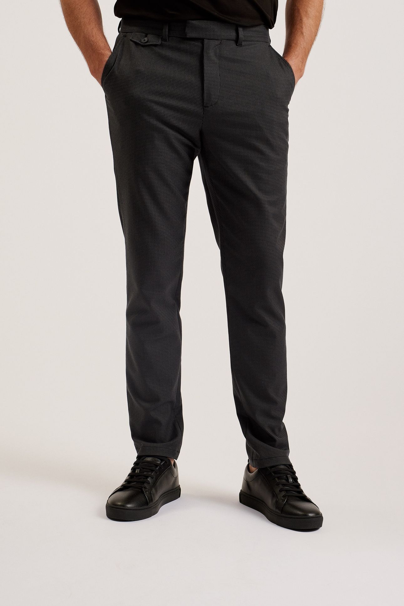 NOUNDS MIRCO HOUNDSTOOTH SLIM TROUSERS GREY 1