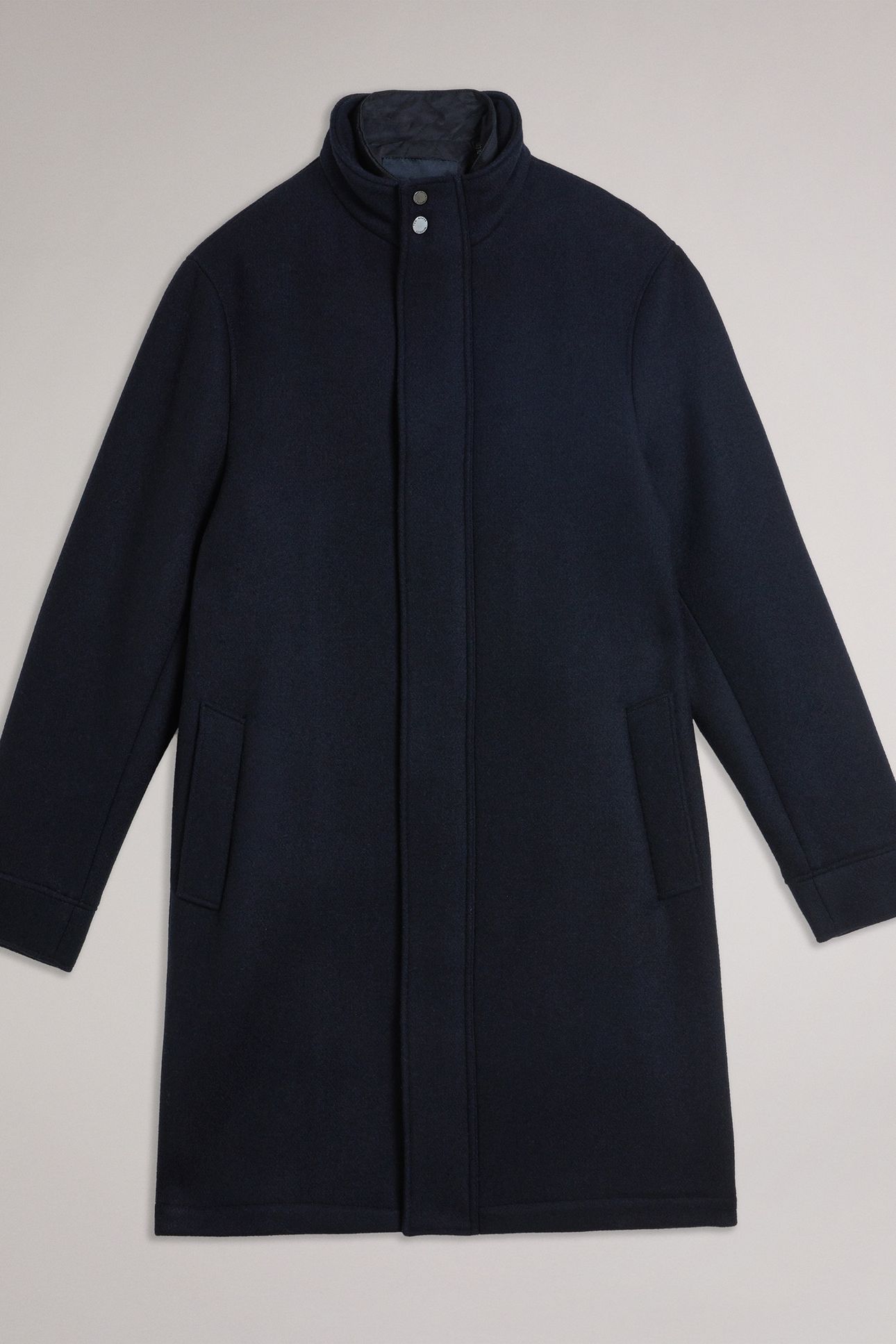 EDERSON WOOL BLEND FUNNEL NECK COAT NAVY 3