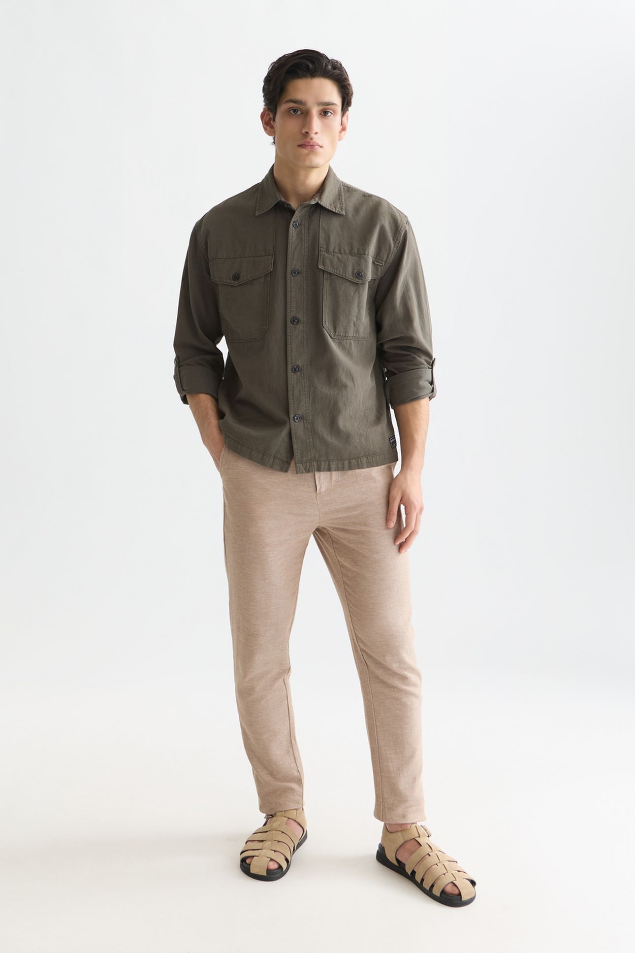 SEASONAL CORE WARREN COTTON LINEN JOGGER LT PASTEL BROWN 3