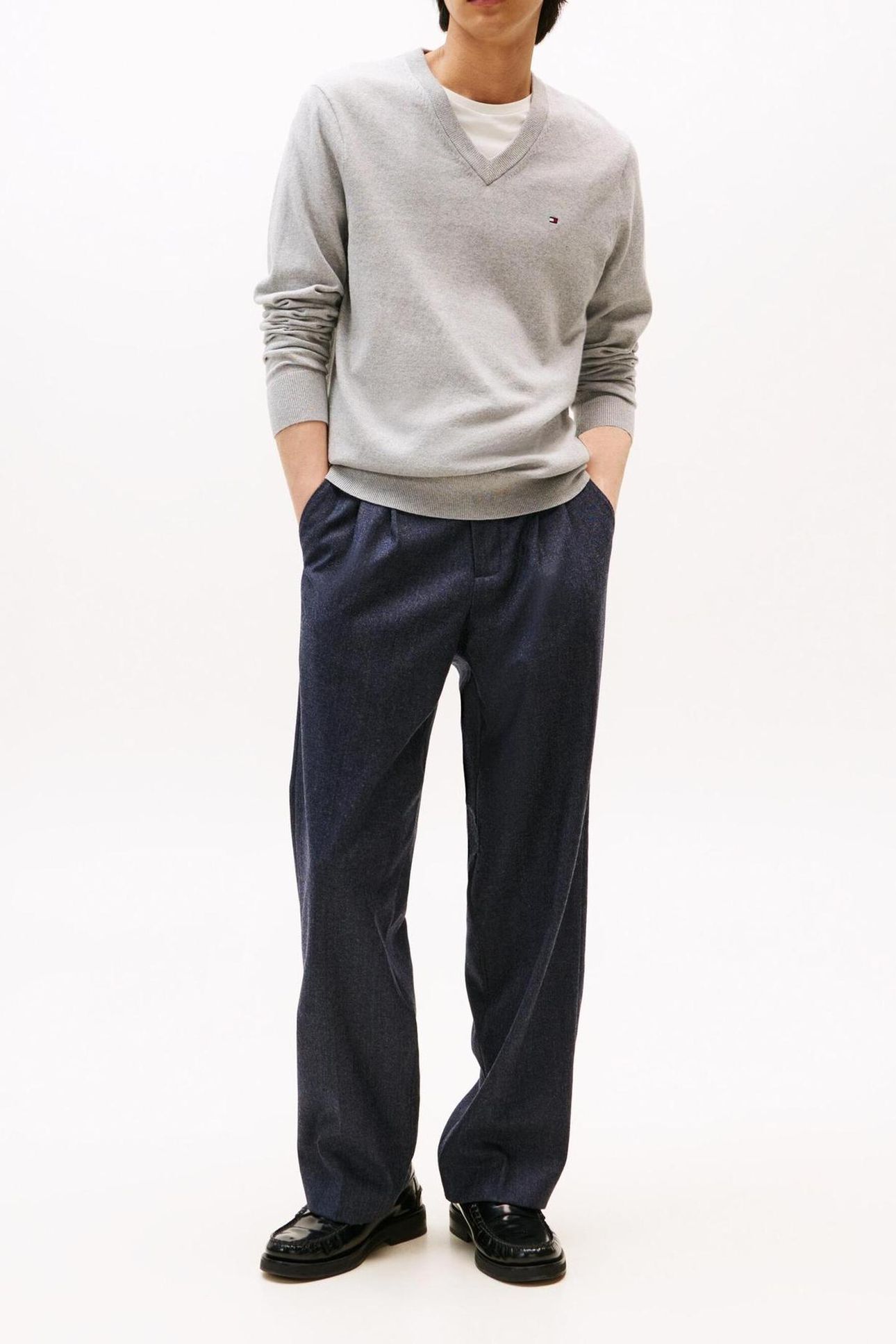 PIMA COTTON CASHMERE SWEATER LIGHT GREY HEATHER 2