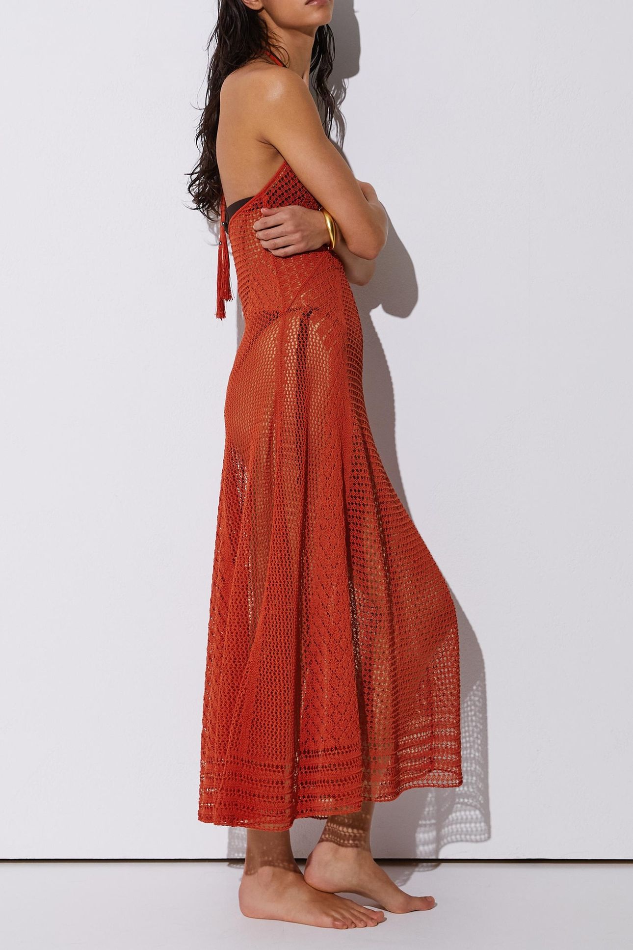 KNITTED DRESS CORAL RED 5