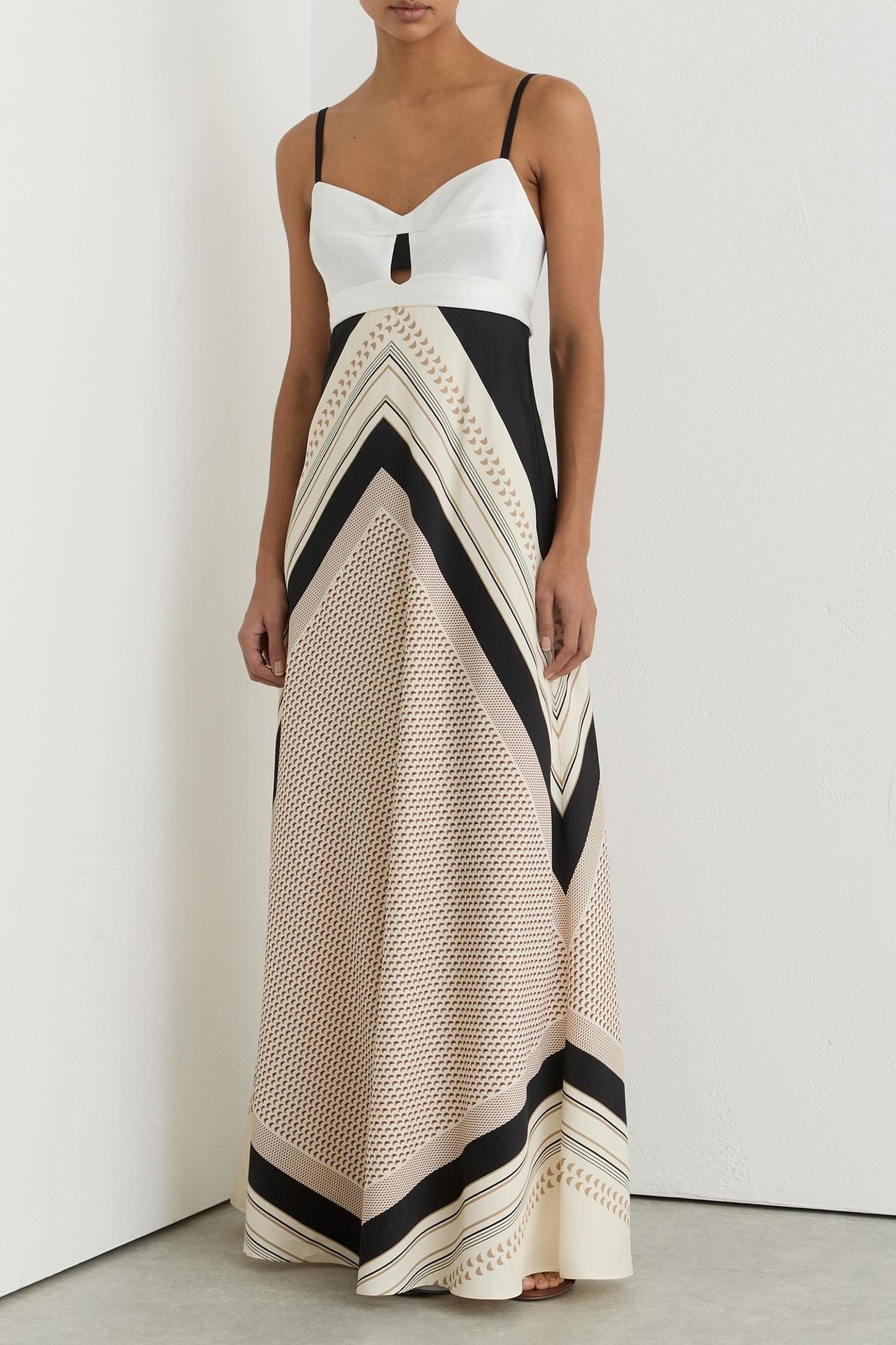 SCARF PRINTED MAXI DRESS IVORY/BLACK 2