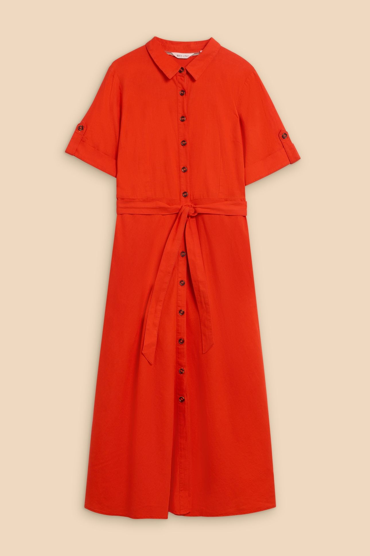 BETH LINEN BLEND SHIRT DRESS BRT ORANGE 4