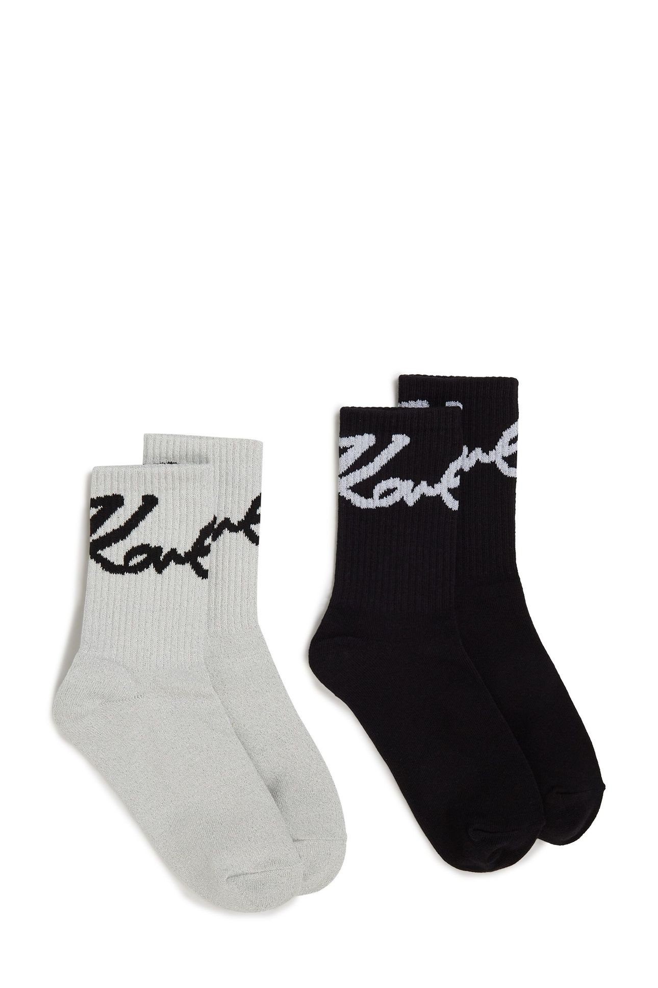 SIGNATURE LUREX SOCKS 2-PACK CANNOLI CREAM-BLACK 1