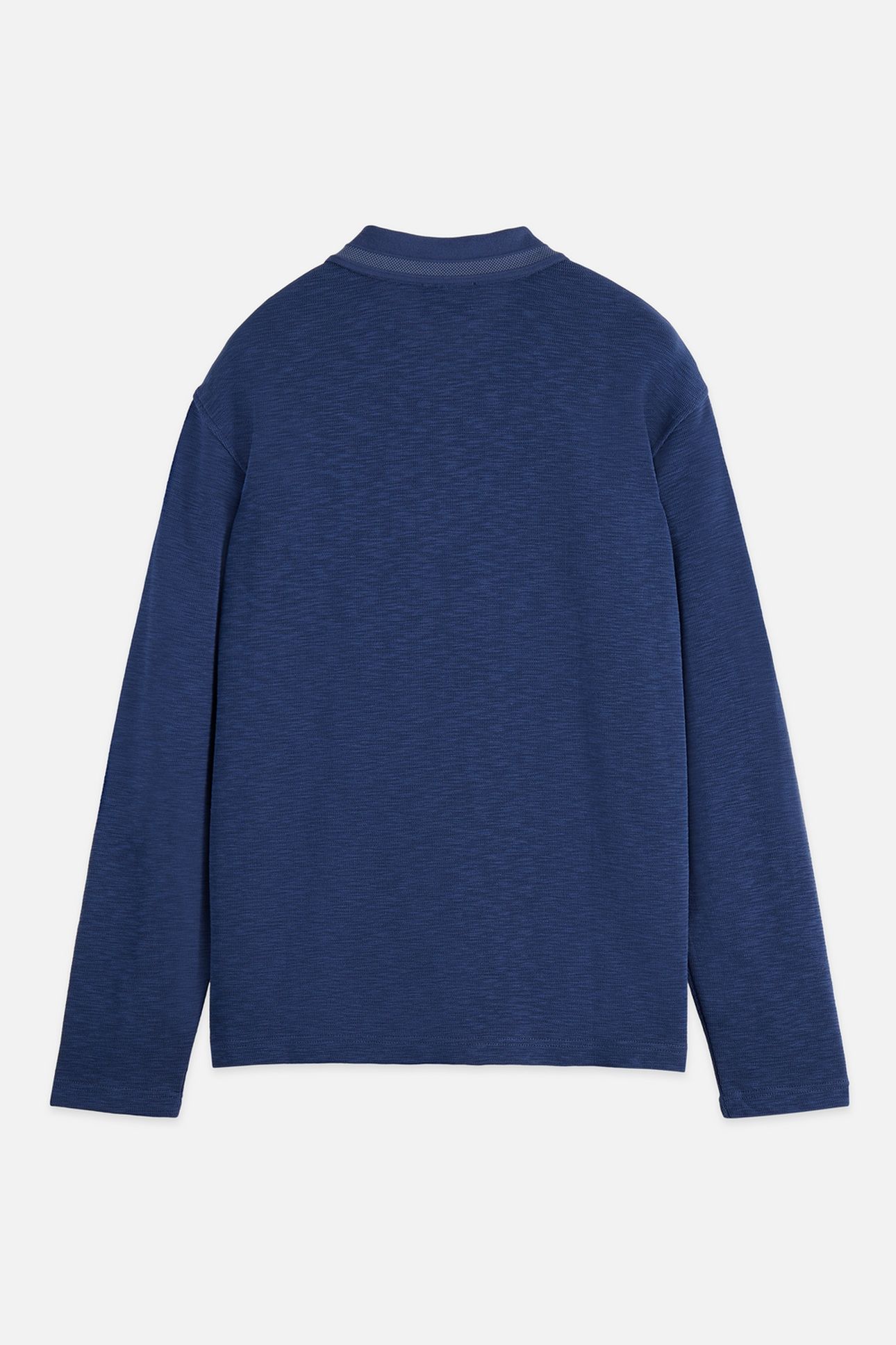 STRUCTURED RELAXED-FIT LONG-SLEEVED POLO NAVY 2