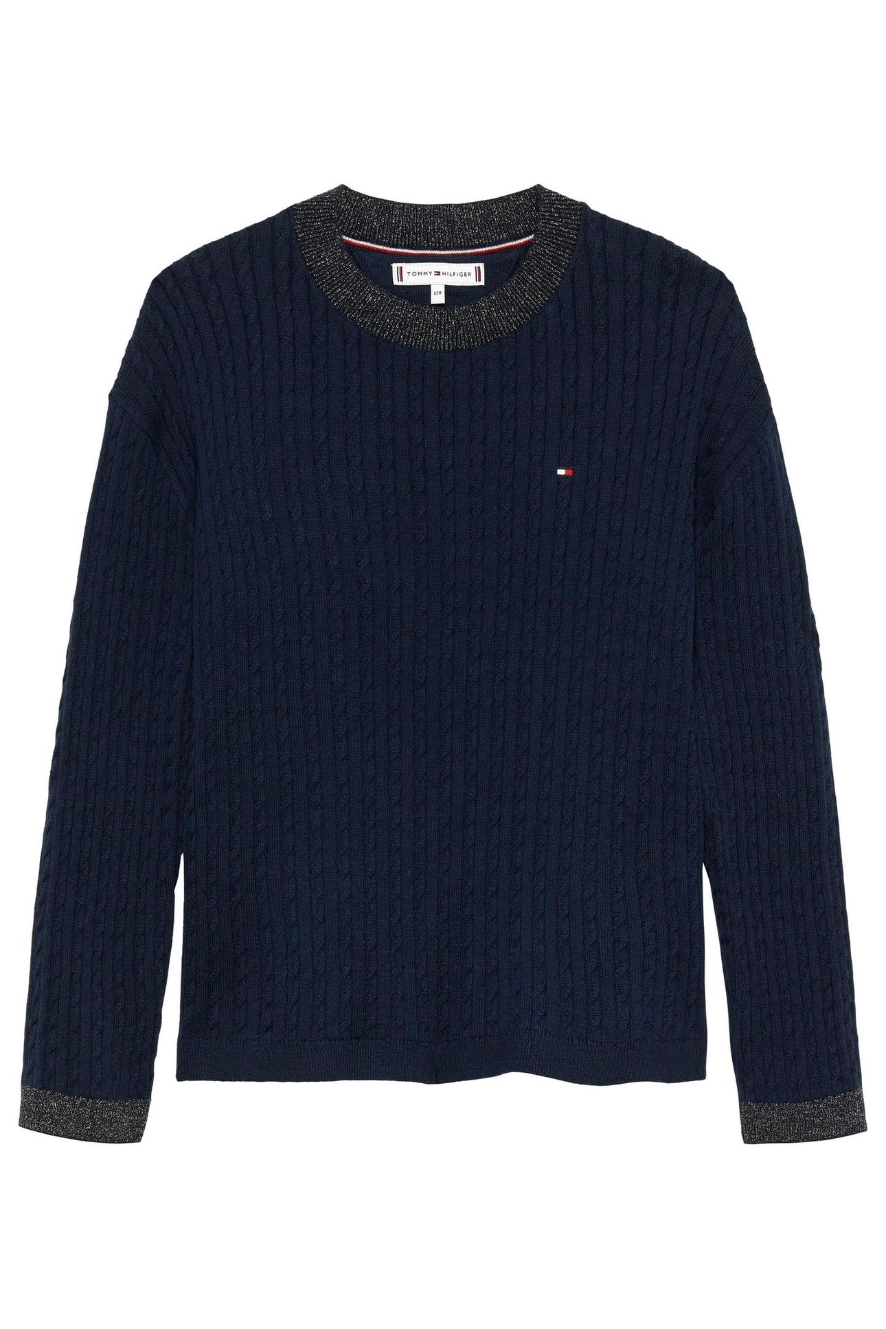 GIRLS MINI CABLE SWEATER DARK NIGHT NAVY 1