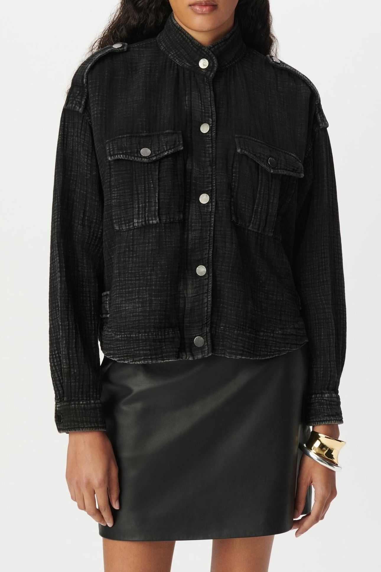 GREY ORGANIC COTTON GAUZE OVERSIZED JACKET 1