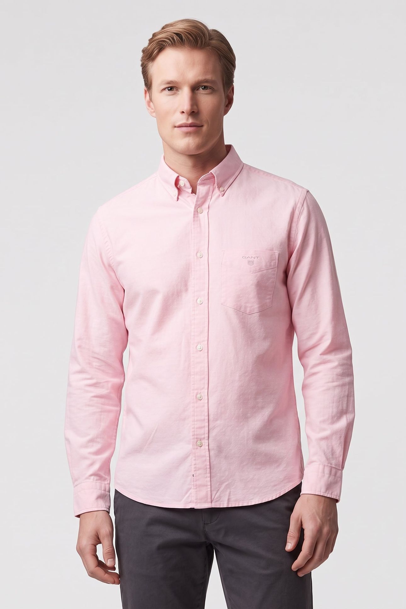 REG CLASSIC OXFORD DOBBY SHIRT WASHED PINK 1