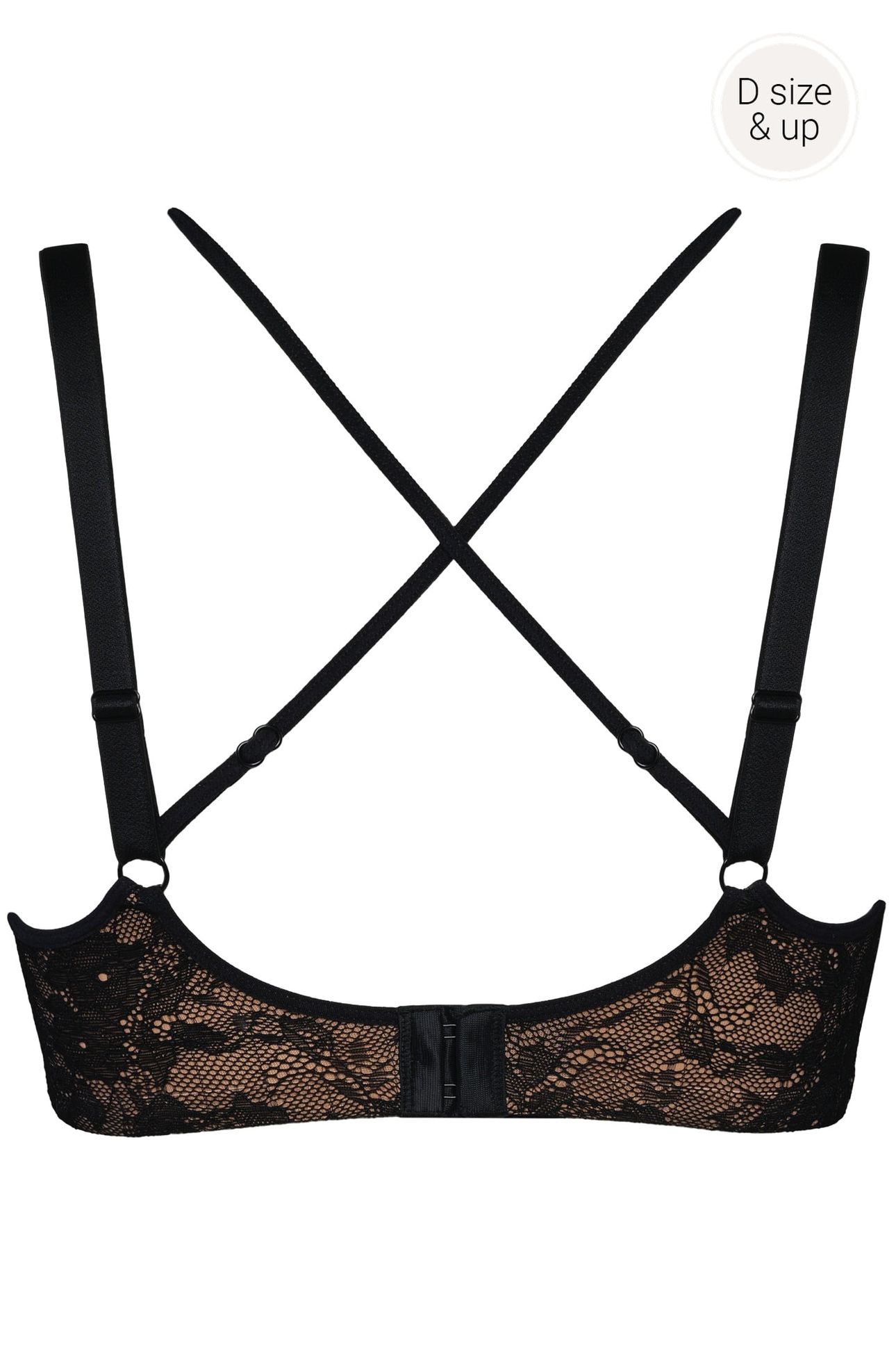 QUEEN OF WANDS BLACK AND SAND PLUNGE BALCONY BRA 4
