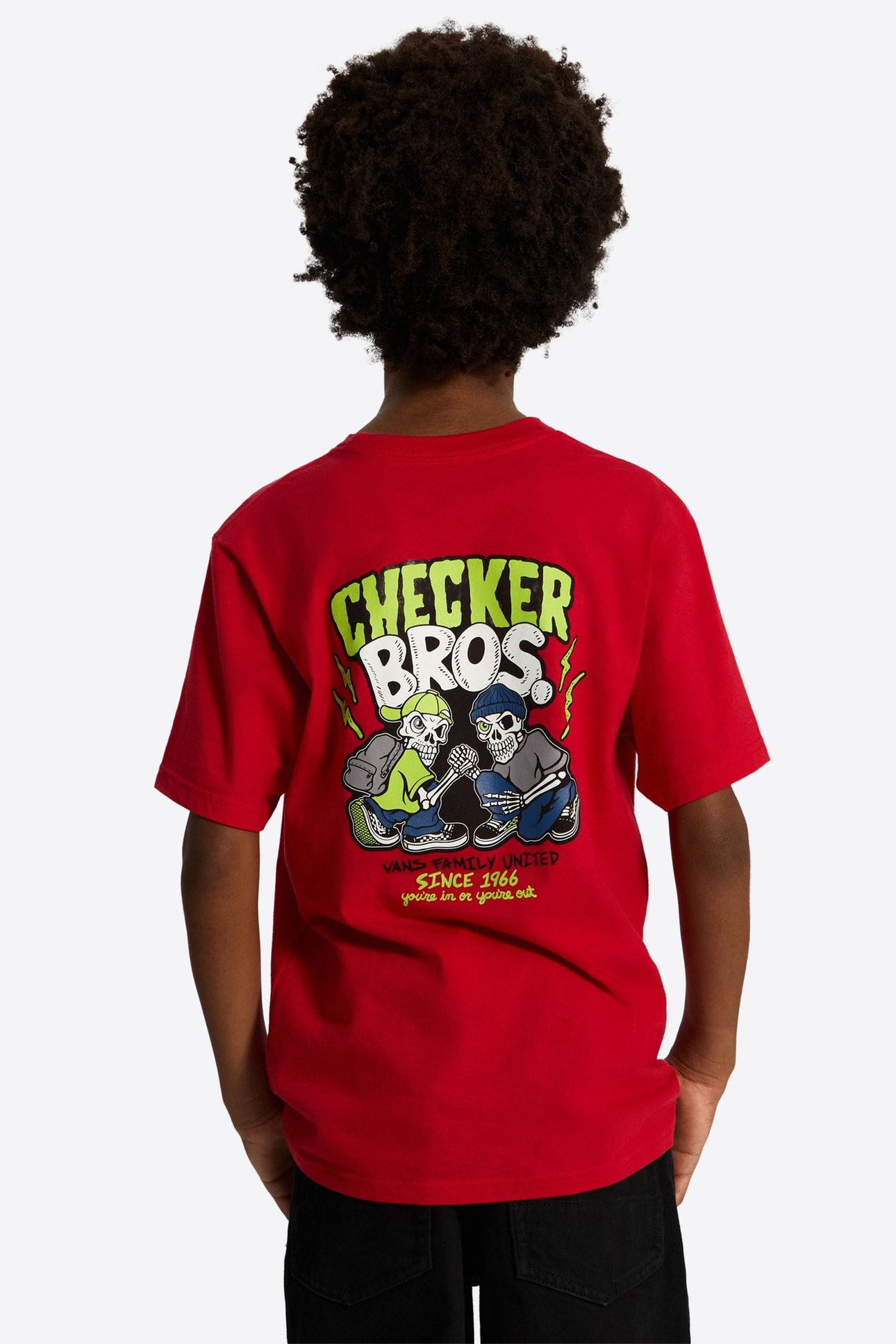 BOYS CHECKER BROS SS TEE RACING RED 2