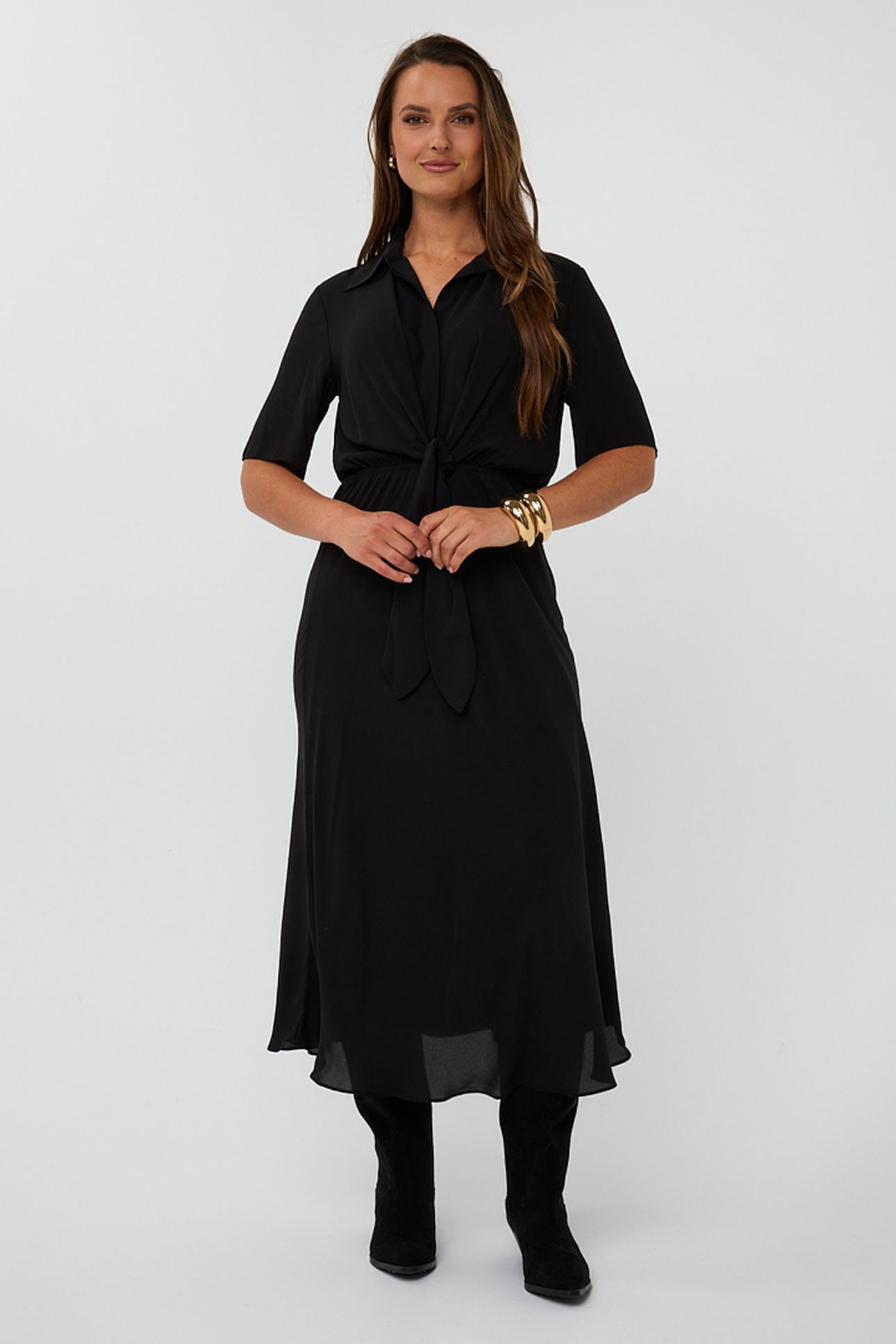 DRESS LONG KNOT S/SLVE BLACK 2