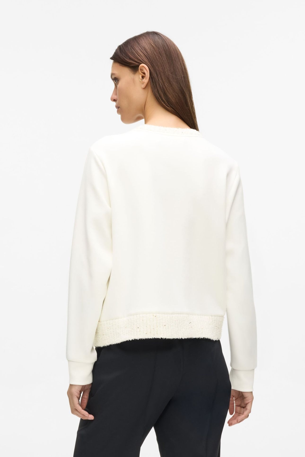 BOUCLE KNIT MIX SWEATSHIRT CANNOLI CREAM 2