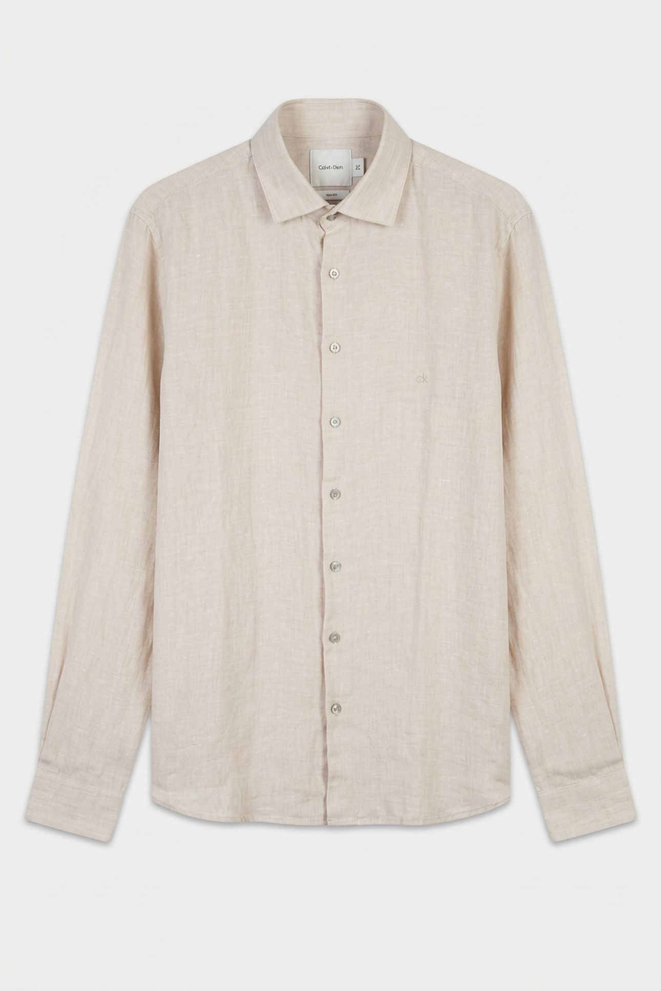 LINEN SOLID SLIM SHIRT STONY BEIGE 3