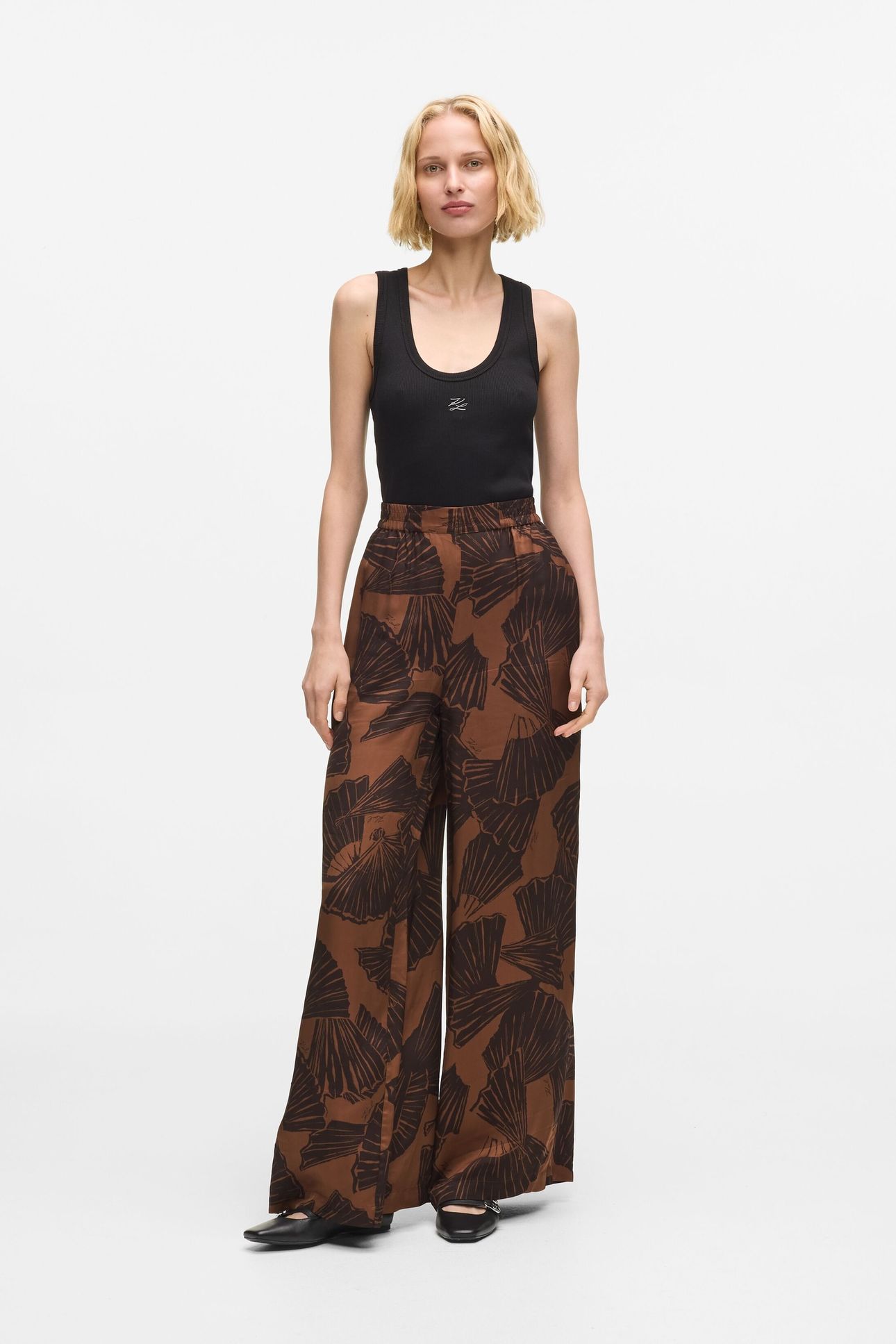 PRINTED FLUID PANTS GRAPHIC FAN FRIAR BROWN 1