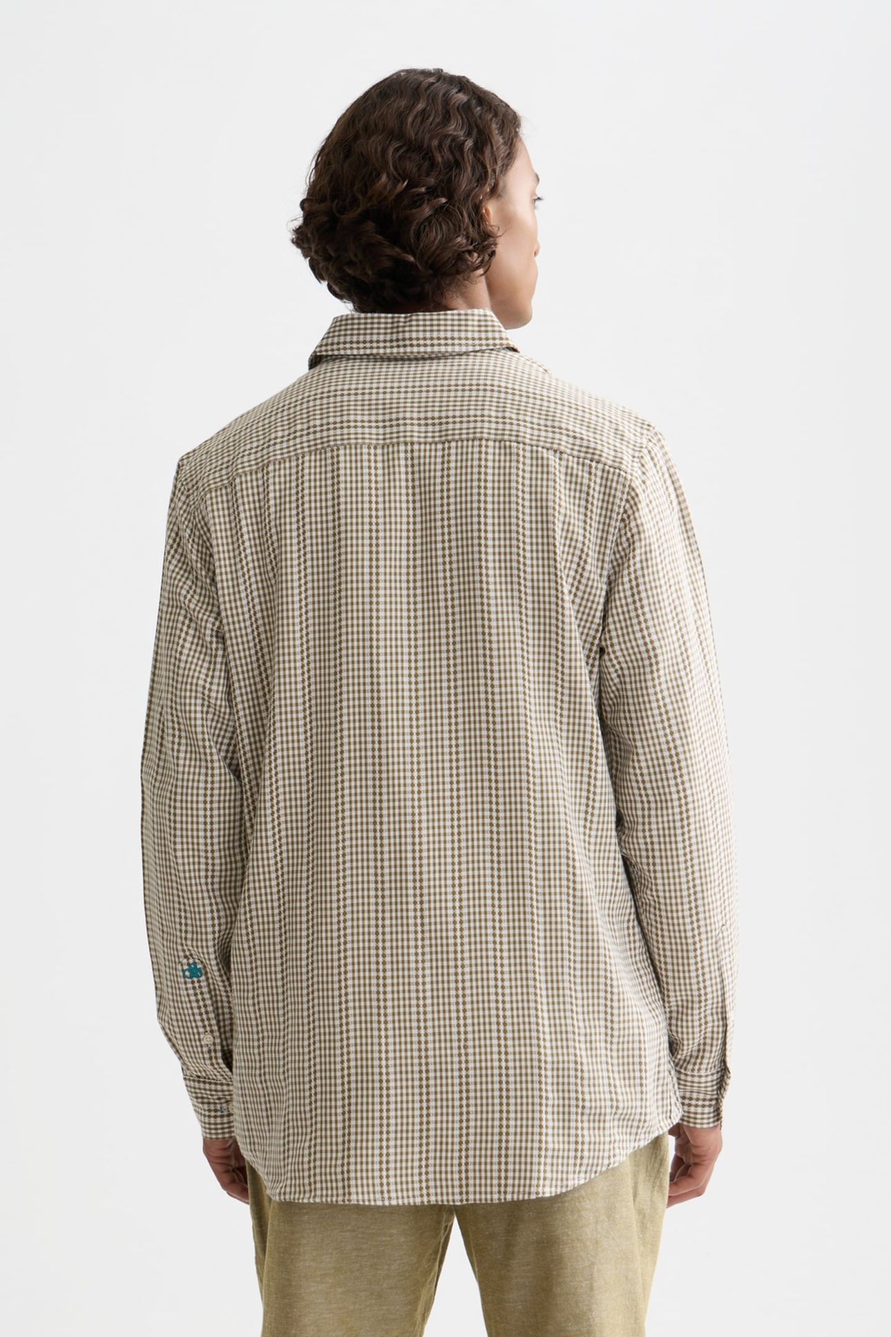 MICROCHECK COTTON POPLIN SHIRT DARK GREEN 2