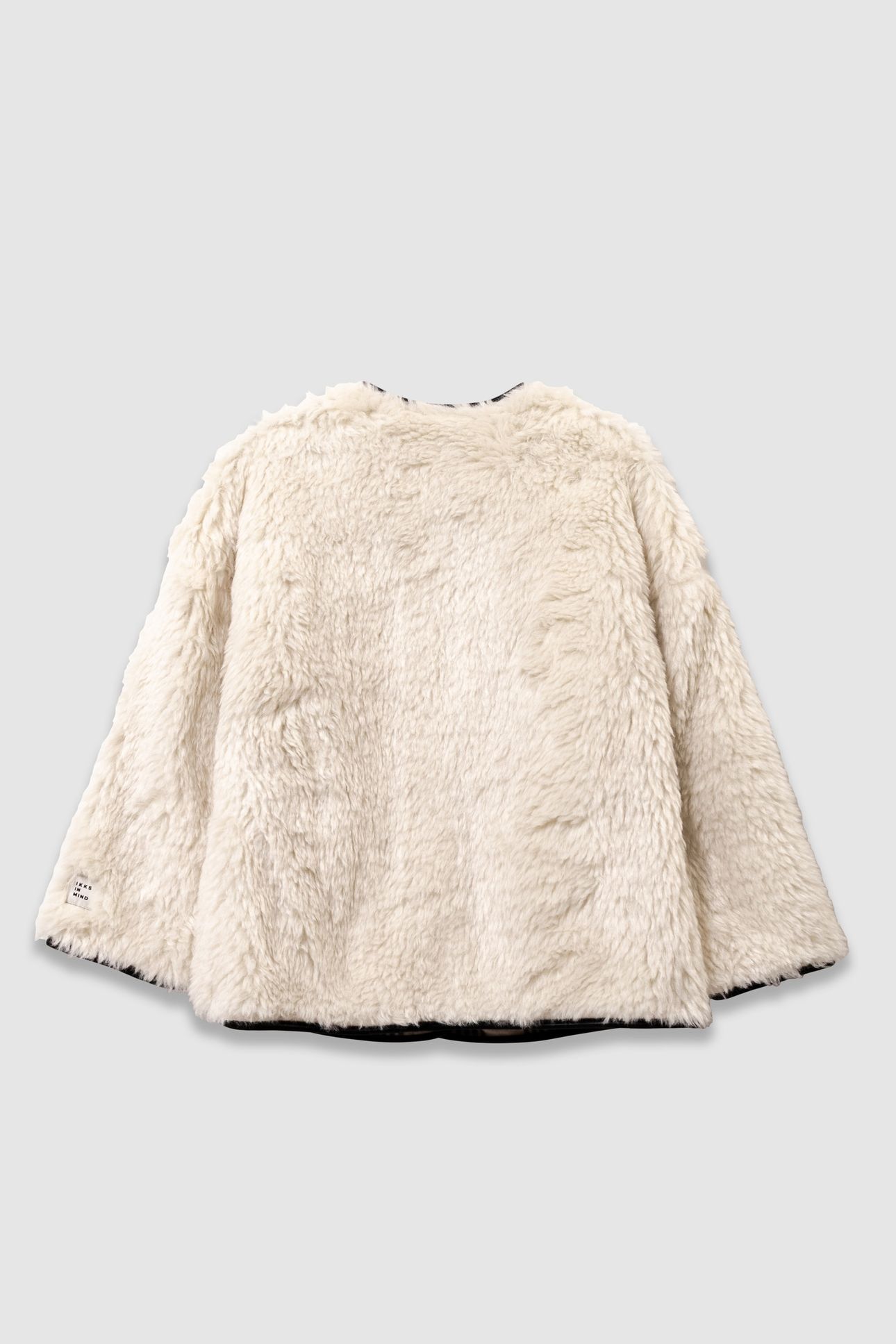 GIRLS’ BEIGE CHECK AND SHERPA REVERSIBLE COAT 2