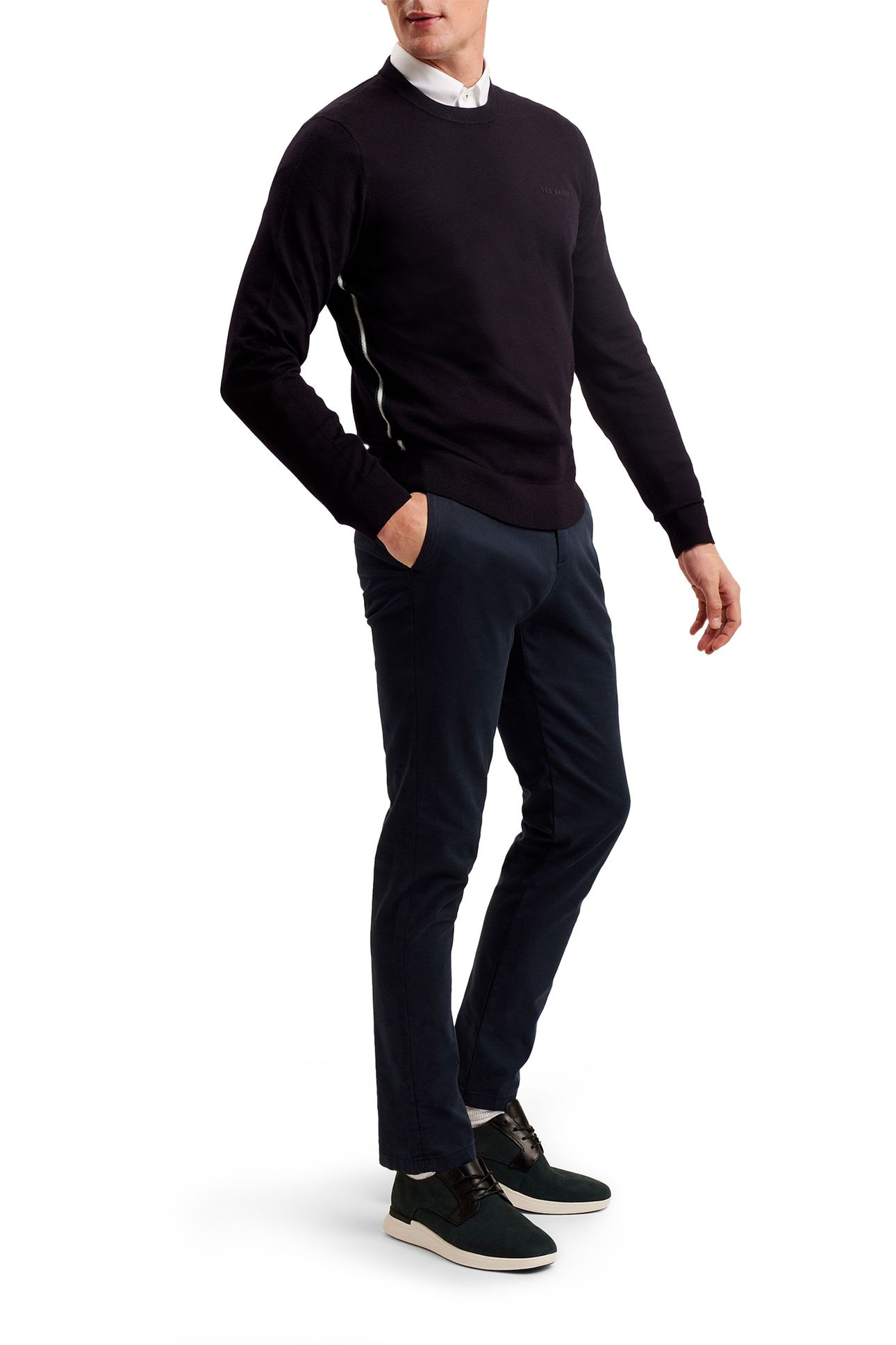 LIBLO MERINO BRANDED CREW NECK NAVY 4