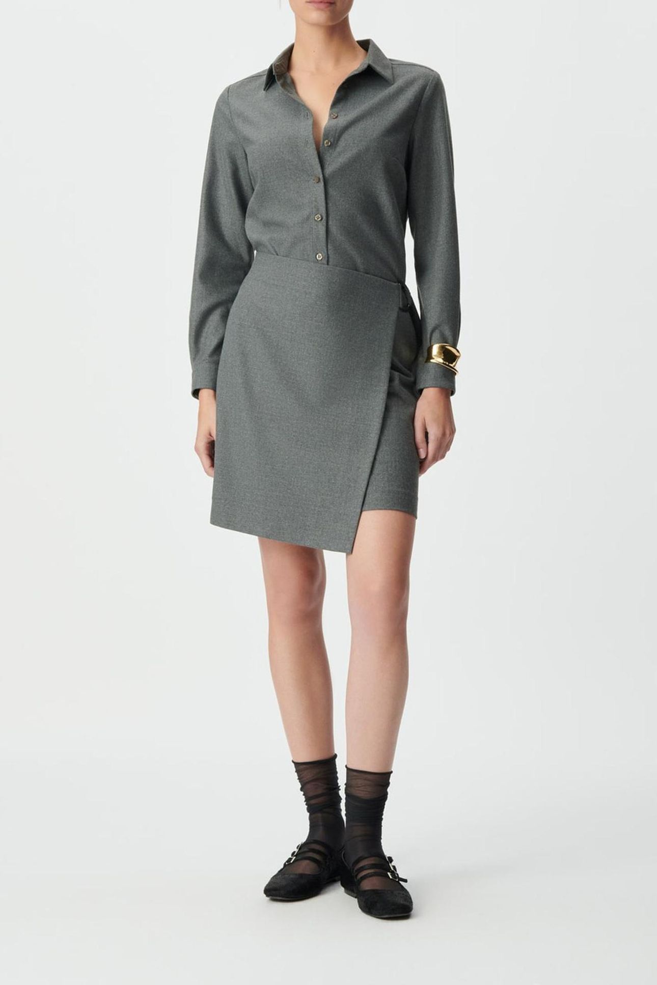GREY WRAPAROUND SHIRT DRESS 4
