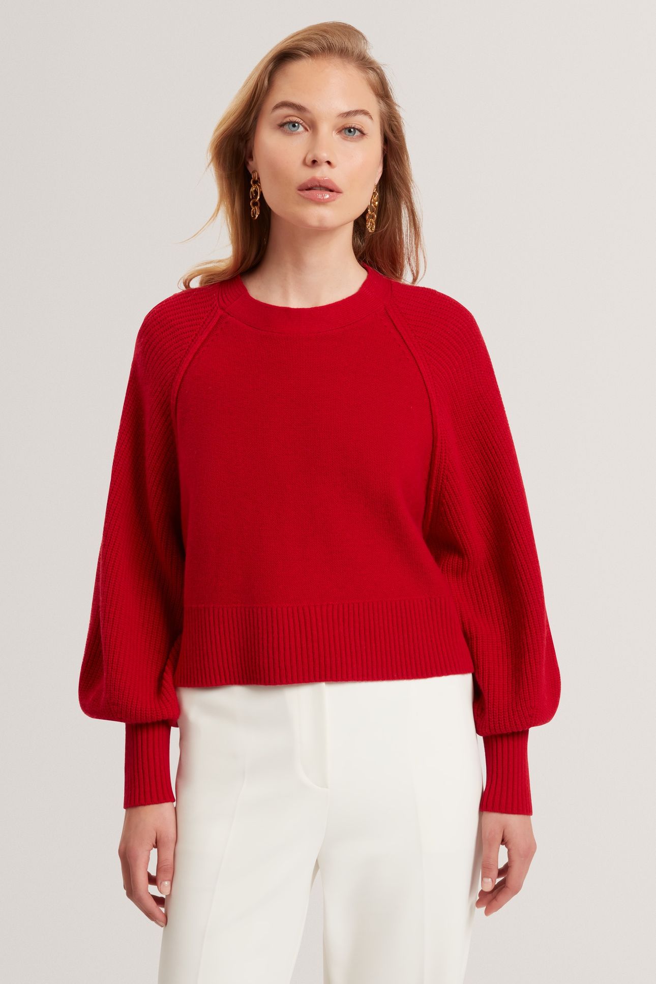 CREW NECK KNITTED JUMPER RED 1