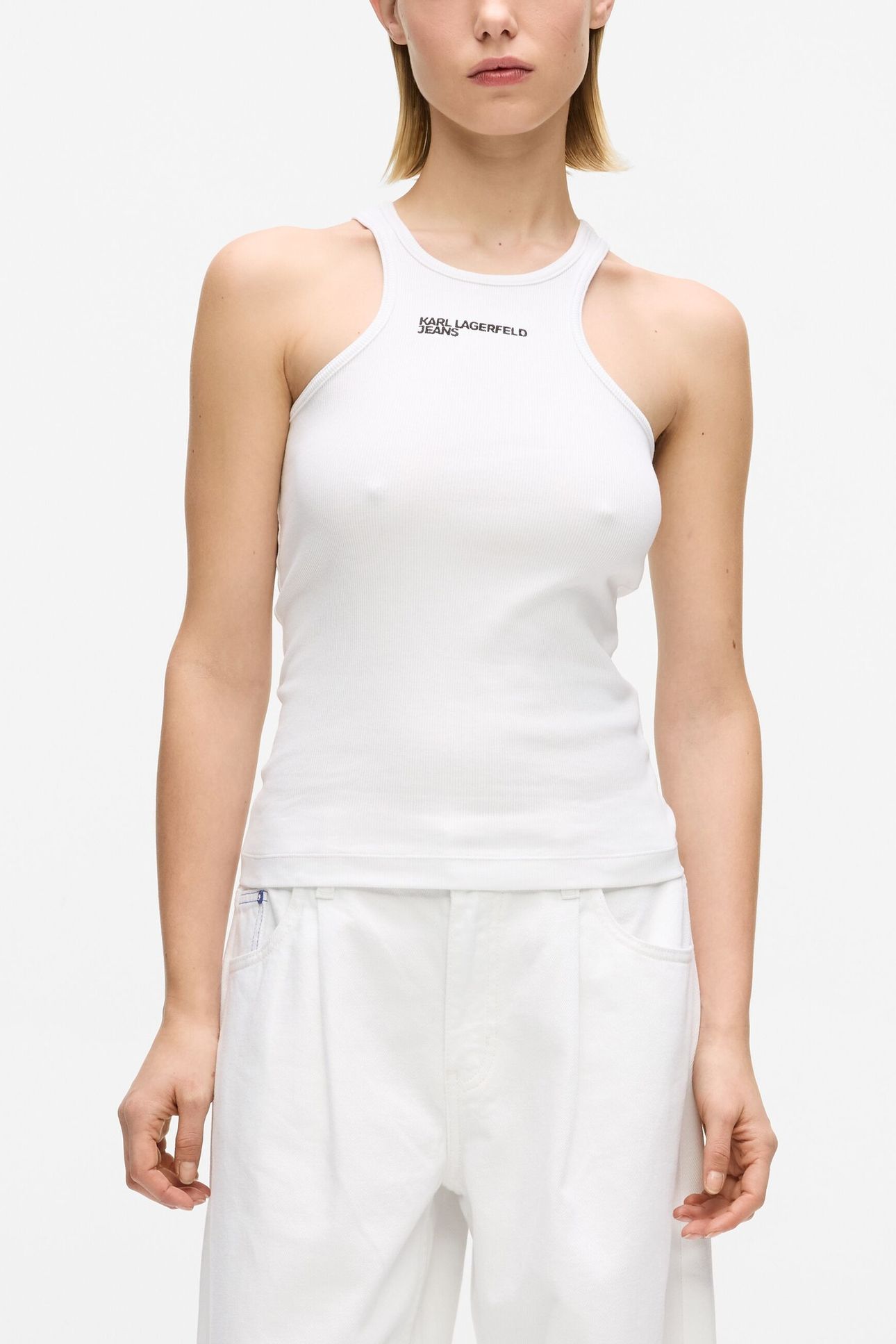 KLJ RIBBED LOGO TANK WHITE 2