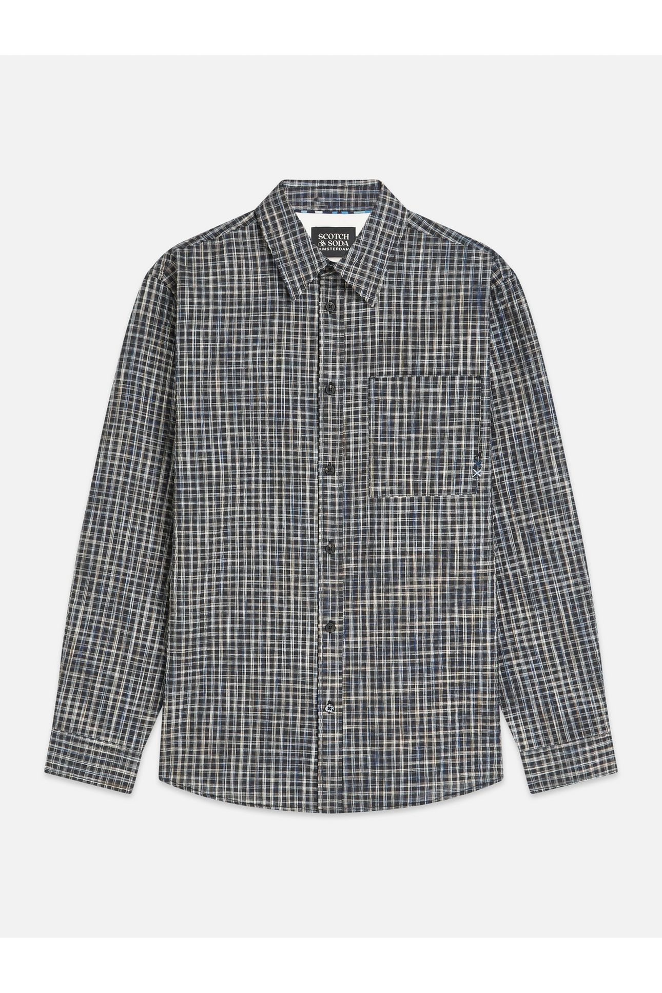 SEERSUCKER MICRO CHECK RELAXEDFIT SHIRT BLACK 1