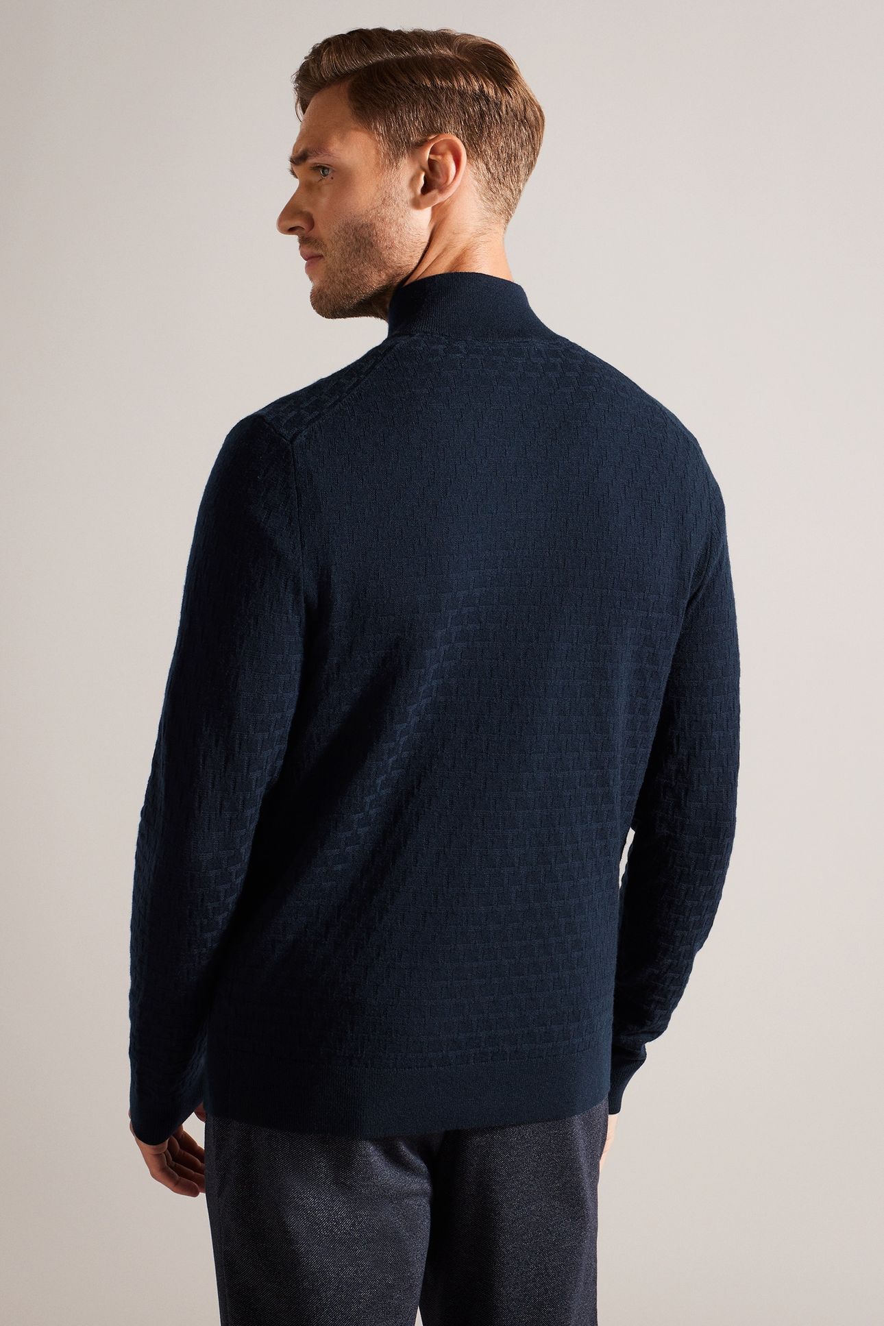 KURNLE LS T STITCH KNITTED HALF ZIP NAVY 3