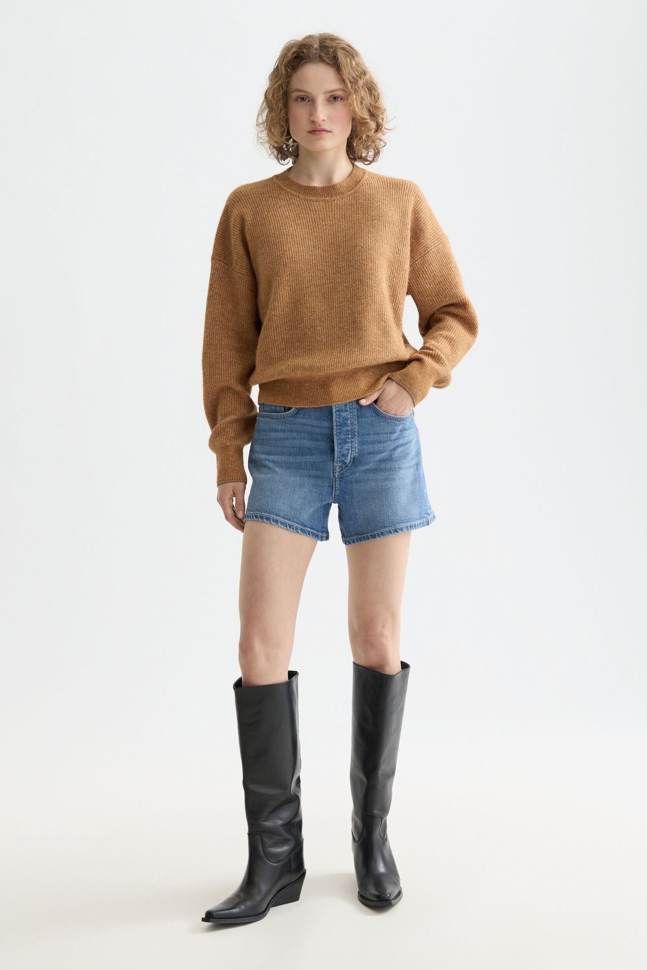 CORE FUZZY CREW NECK PULLOVER MEDIUM BROWN 3