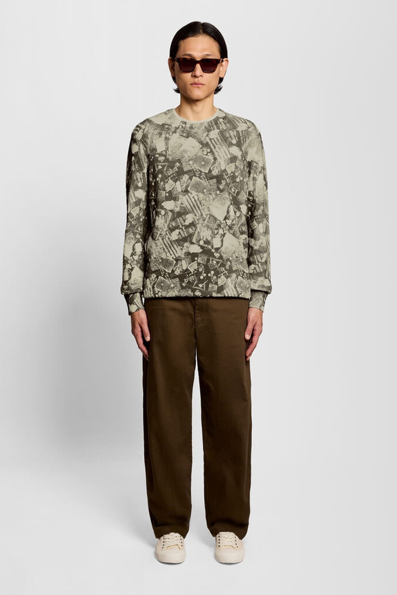 INDUSTRIAL PRINT CREW NECK JUMPER COLD GREY 3