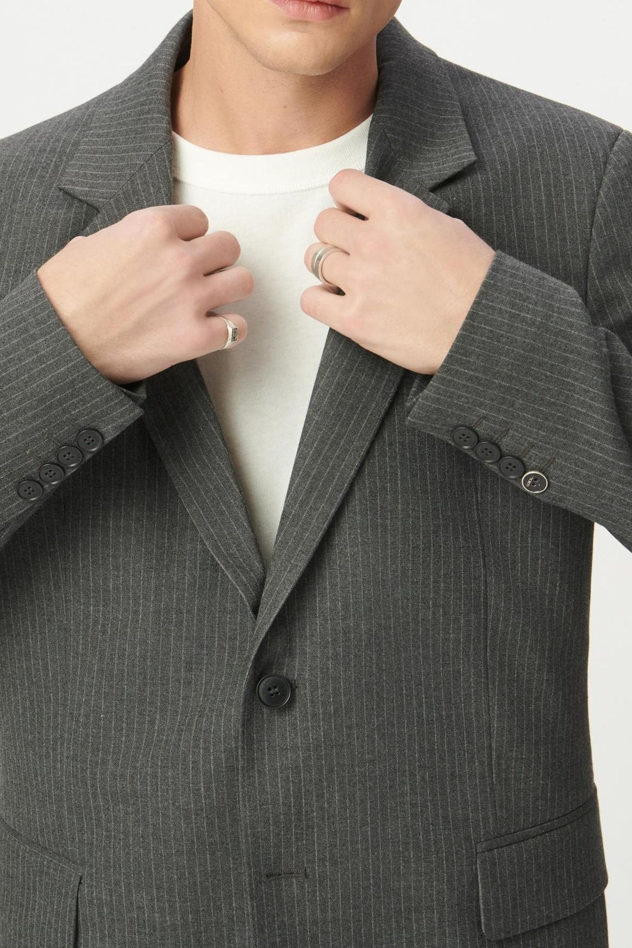 DARK HEATHER GREY PINSTRIPE SUIT JACKET 6