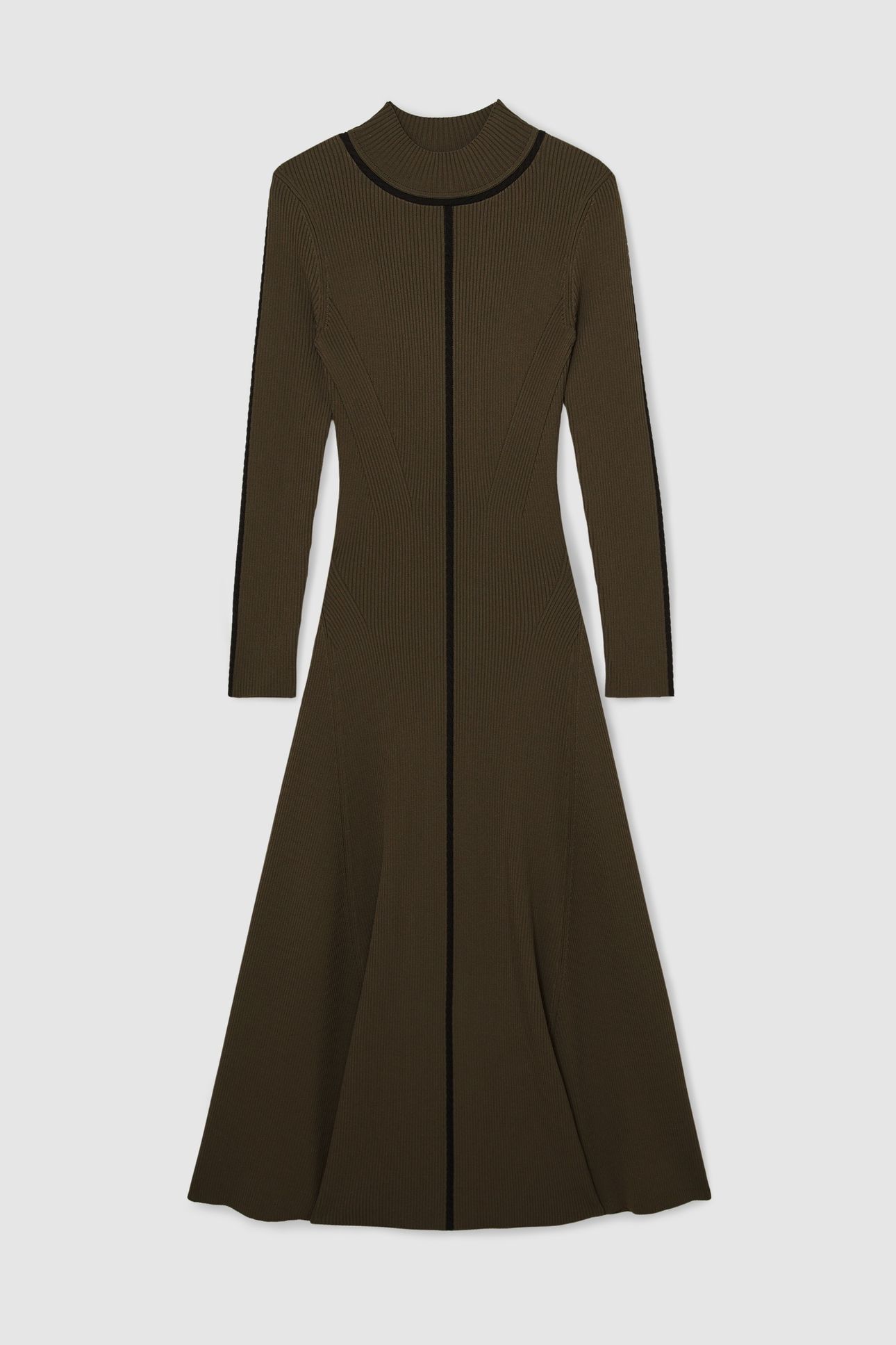 KNITTED MIDI DRESS KHAKI GREEN 3