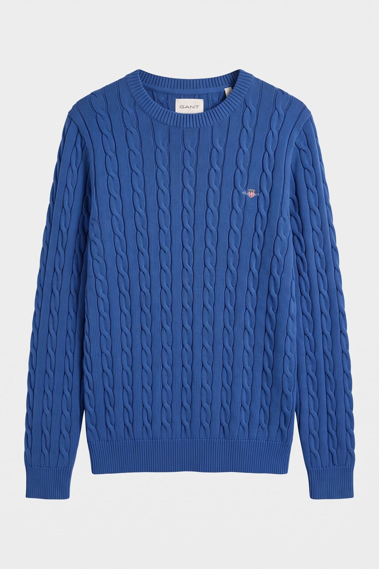 COTTON CABLE C-NECK RICH BLUE 3