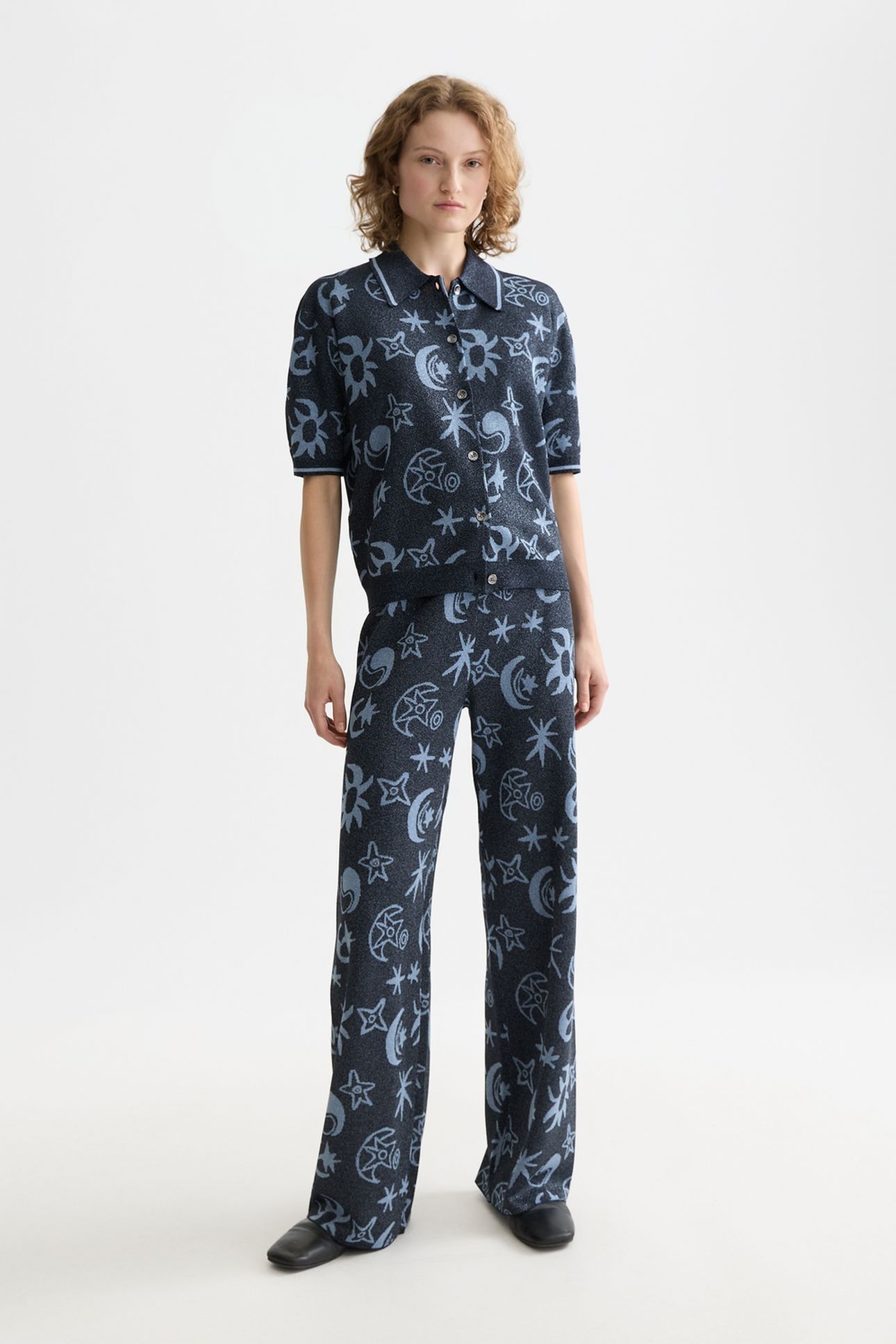 JACQUARD KNITTED TROUSERS COSMIC SKY SPACED CARBON 3