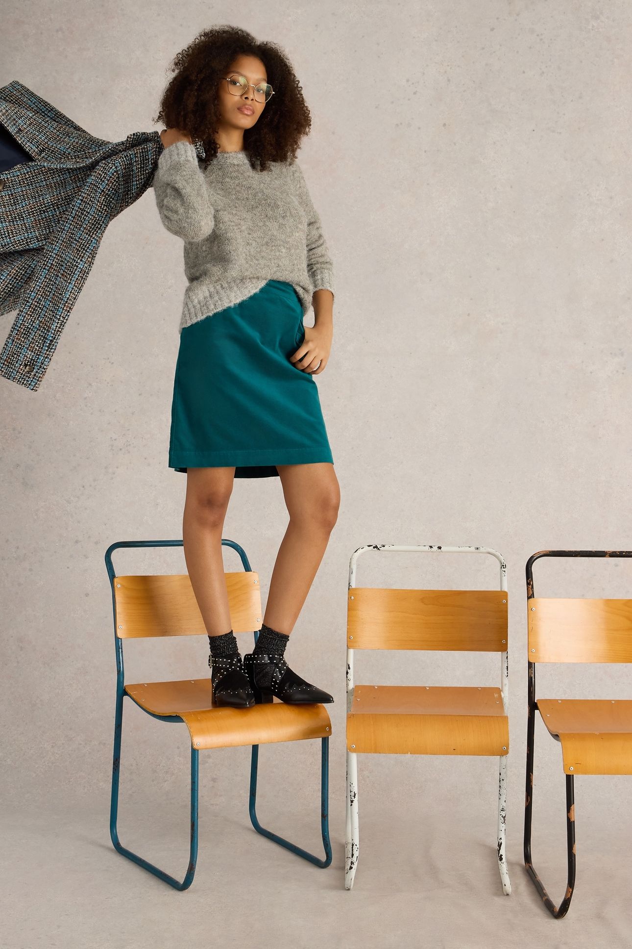 CORAL VELVET SKIRT BRT TEAL 5