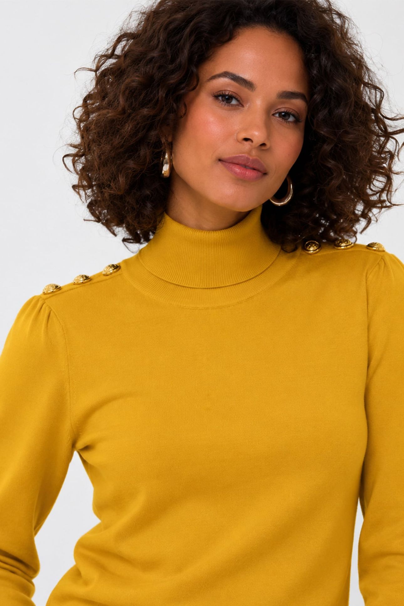 SWEATER SHLDR BUTTON COL BASIC KNIT GOLDEN OLIVE 3