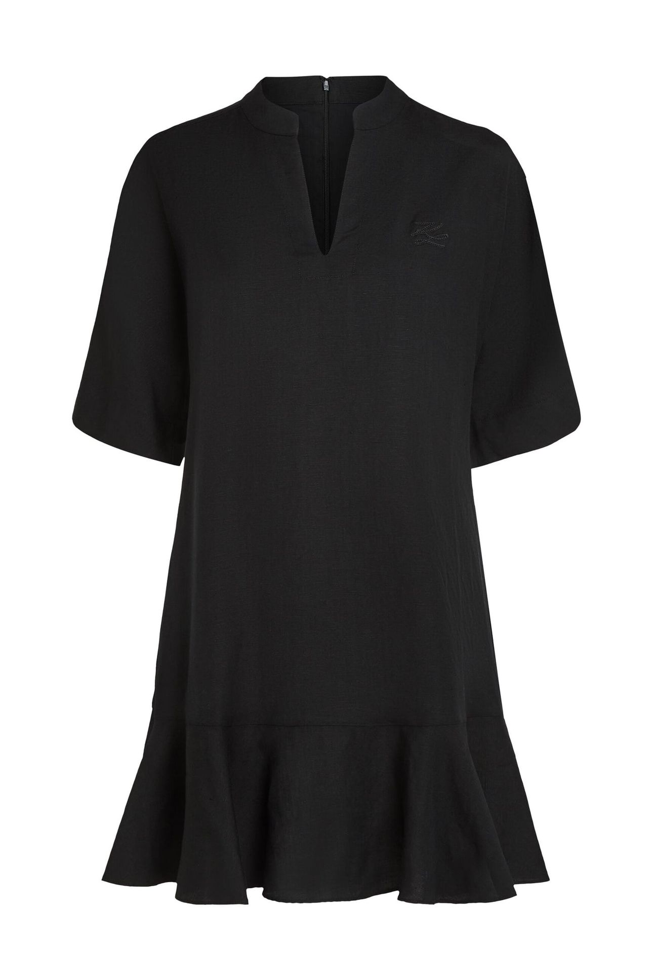 LINEN BLEND SHIFT DRESS BLACK 4