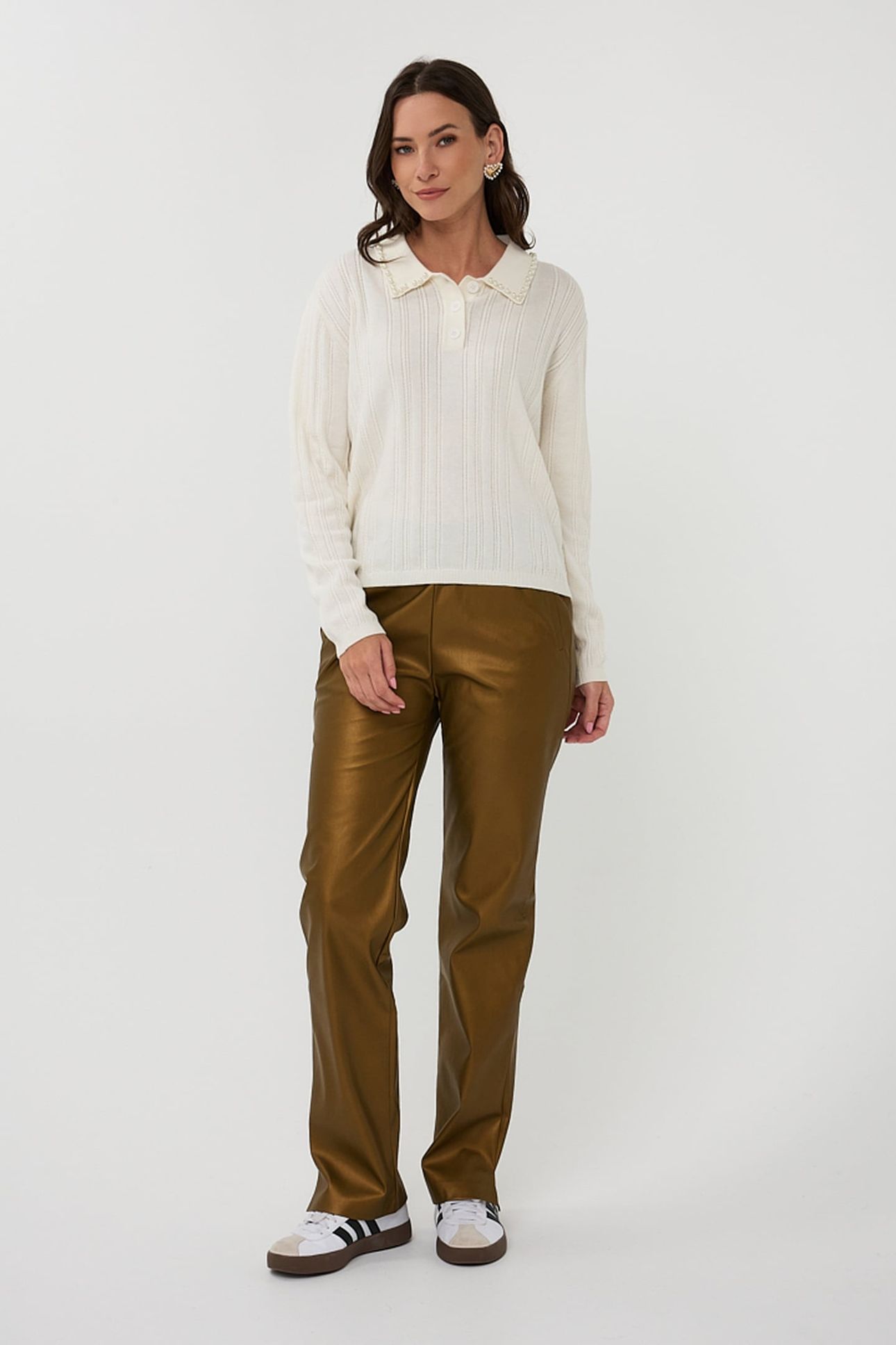 TROUSERS JOGGER VEGAN LEATHER GOLDEN OLIVE 2