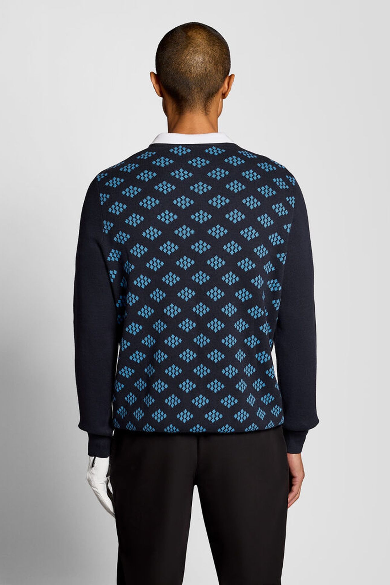 GOLF CREW NECK COTTON ARGYLE JUMPER DARK NAVY 2
