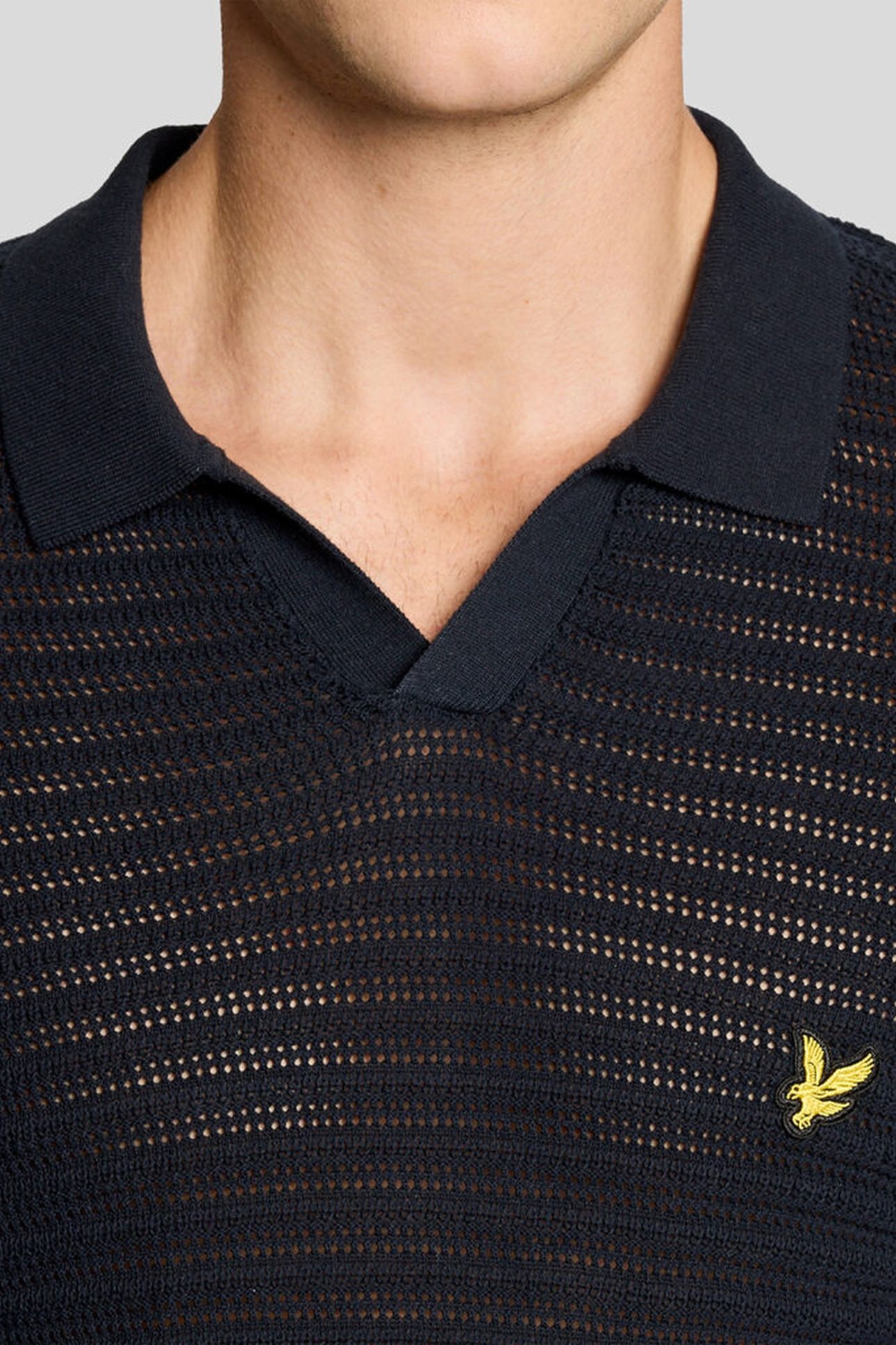 POINTELLE SHORT SLEEVE KNITTED POLO DARK NAVY 5