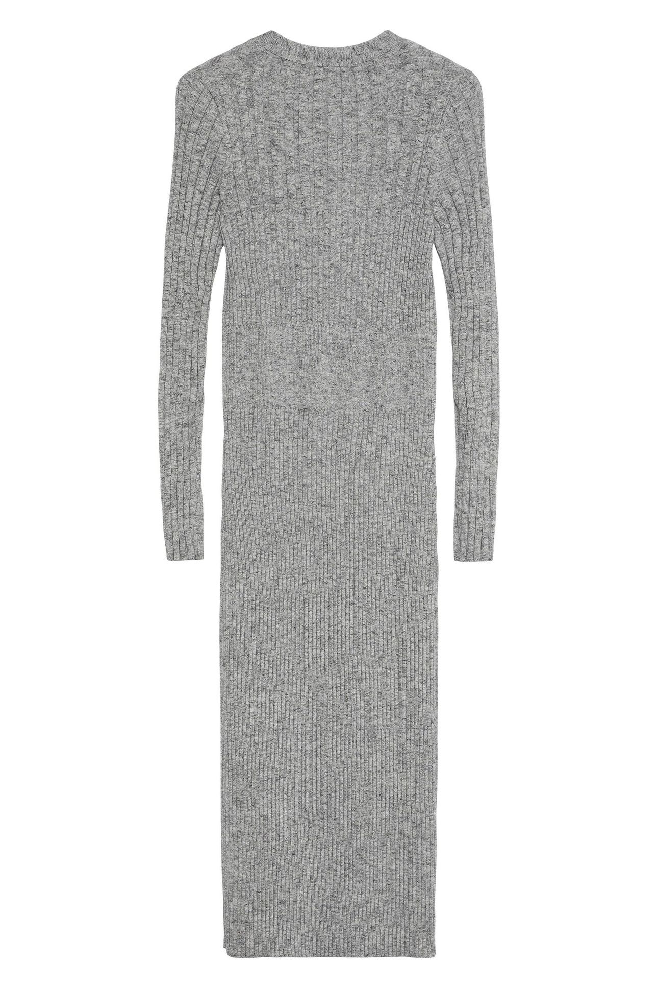 MOULINE RIB VNECK DRESS QUIET GRAY MELANGE 2