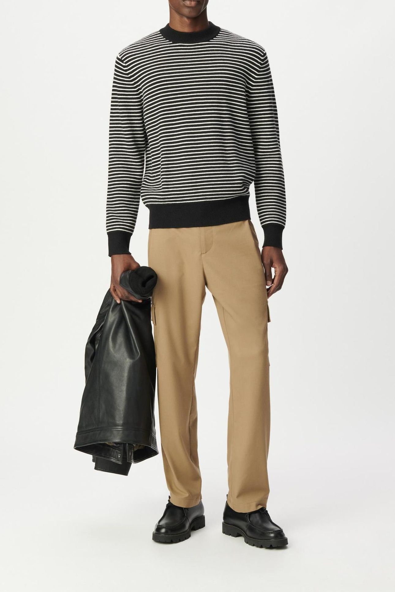 BLACK KNIT SAILOR SWEATER WITH WHITE STRIPES 3