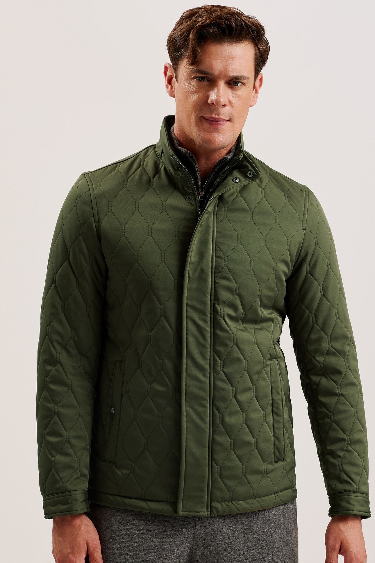 ZAMPA QUILTED FUNNEL JACKET MID-GREEN 1