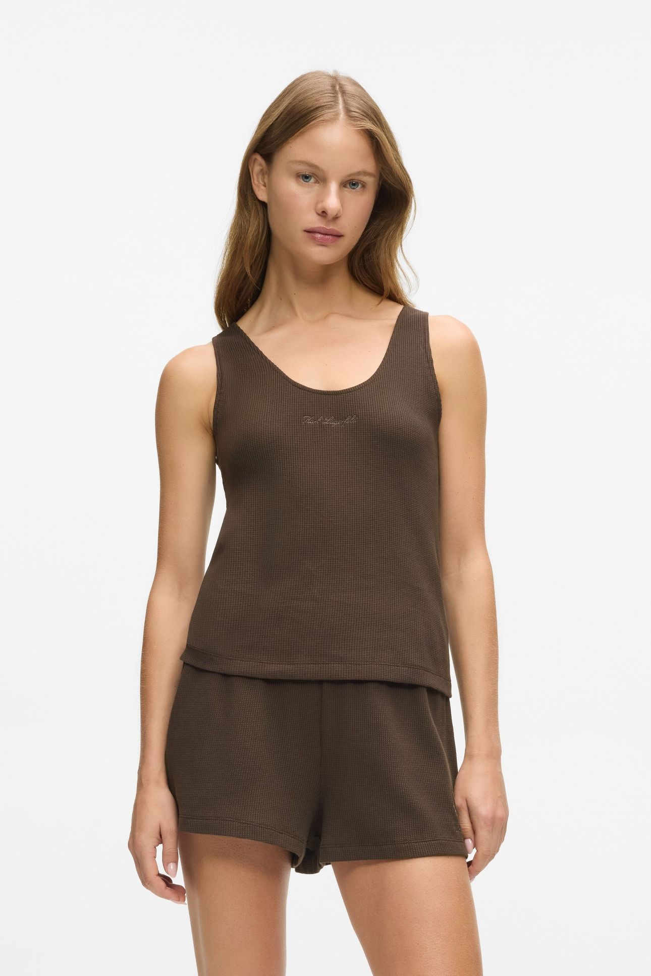 HOTEL KARL WAFFLE TANK TOP BLACK COFFEE 1