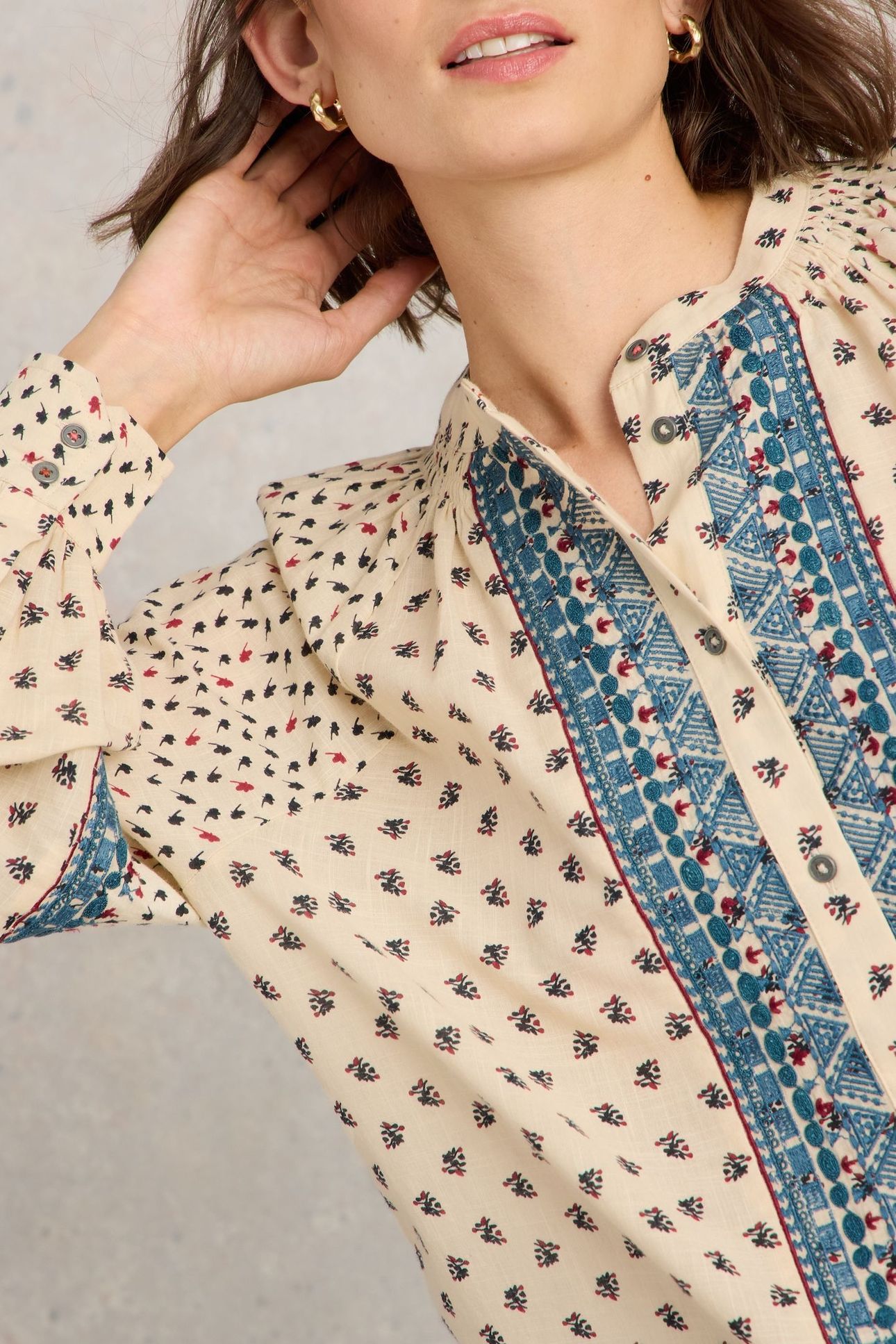 ARI EMBROIDERED SHIRT IVORY MLT 4