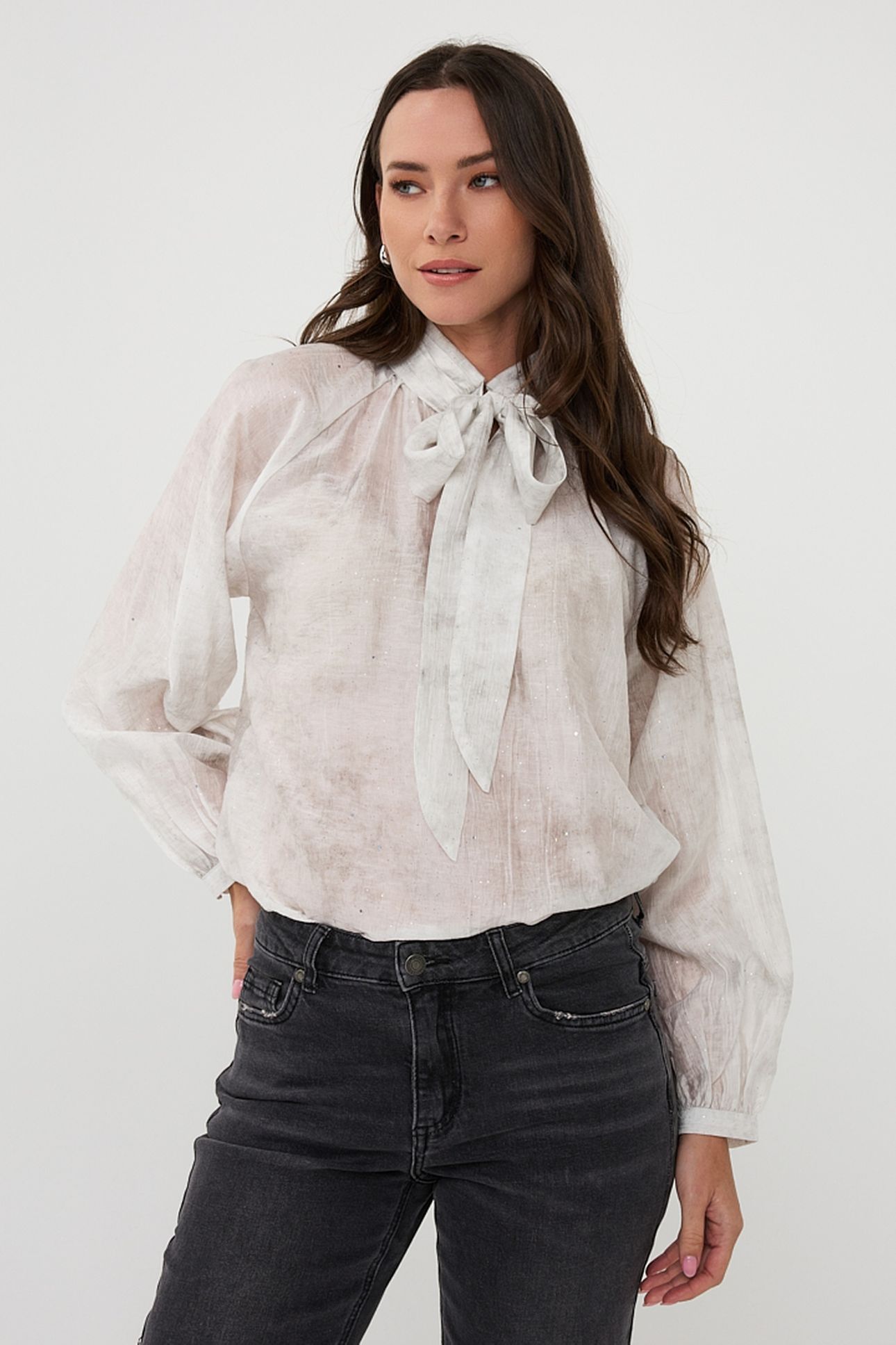 BLOUSE RAGLAN SHAWL COLLAR OFF WHITE 1