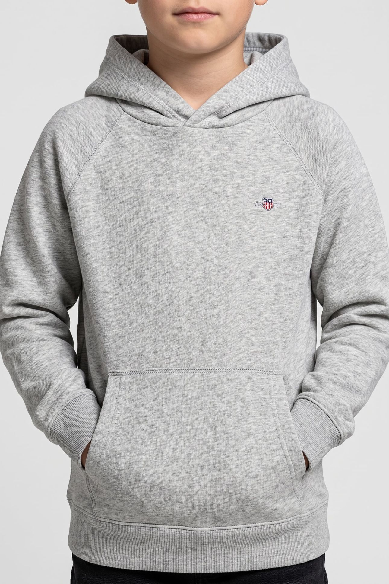 TEEN UNISEX SHIELD HOODIE LIGHT GREY MELANGE 1