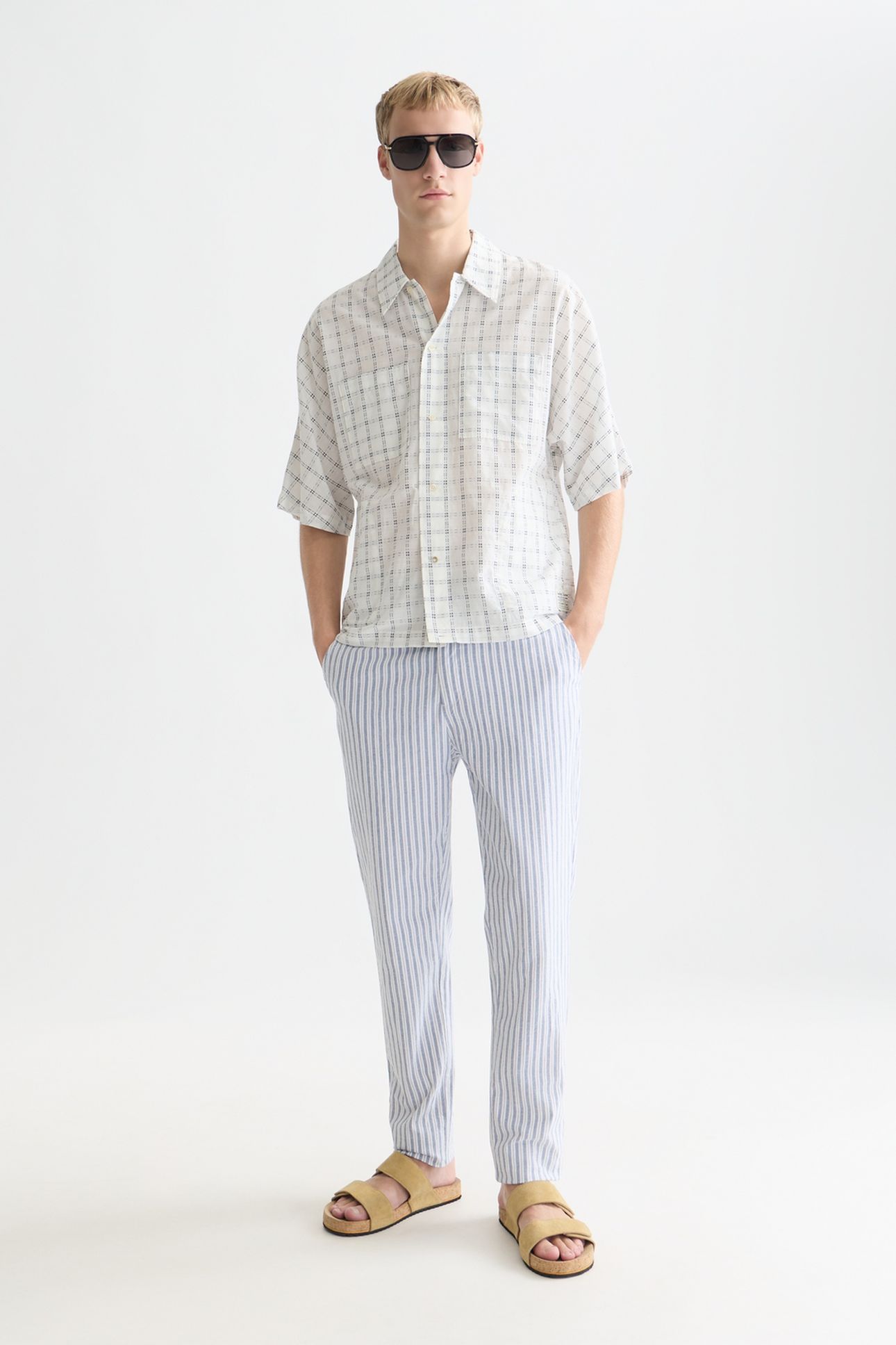 WARREN YARNDYED COTTON/LINEN REGULAR STRAIGHTFIT JOGGER NAVY 3