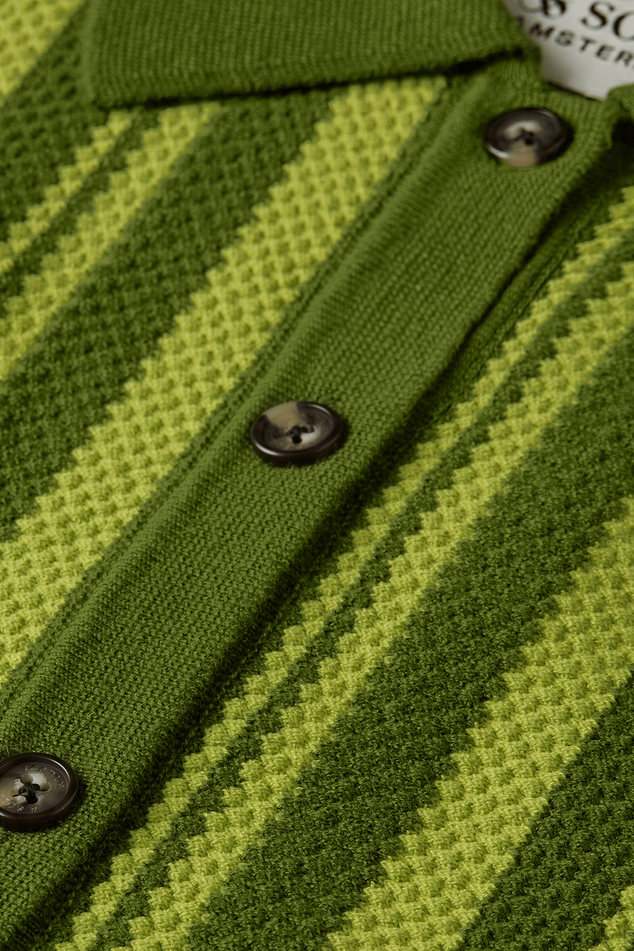 TEXTURED VERTICAL STRIPE KNITTED TEE GARDEN GREEN 7