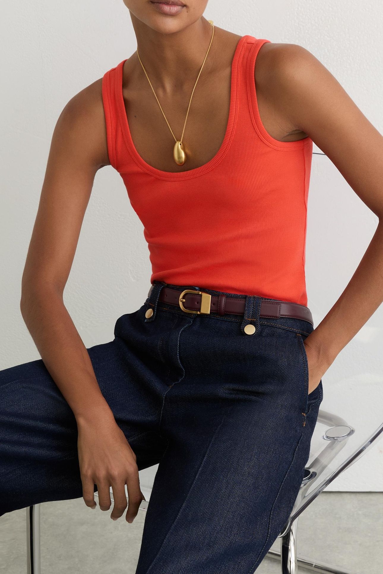 SCOOP NECK RIB VEST CORAL PINK 6