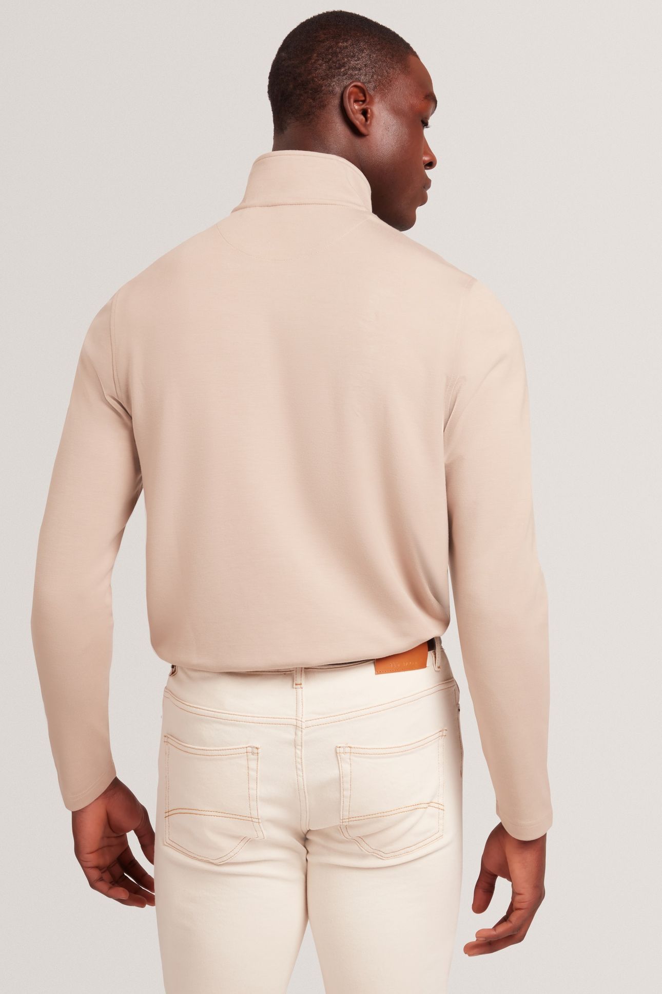 LS REGULAR CONTRAST PANEL HALF ZIP TAUPE 2