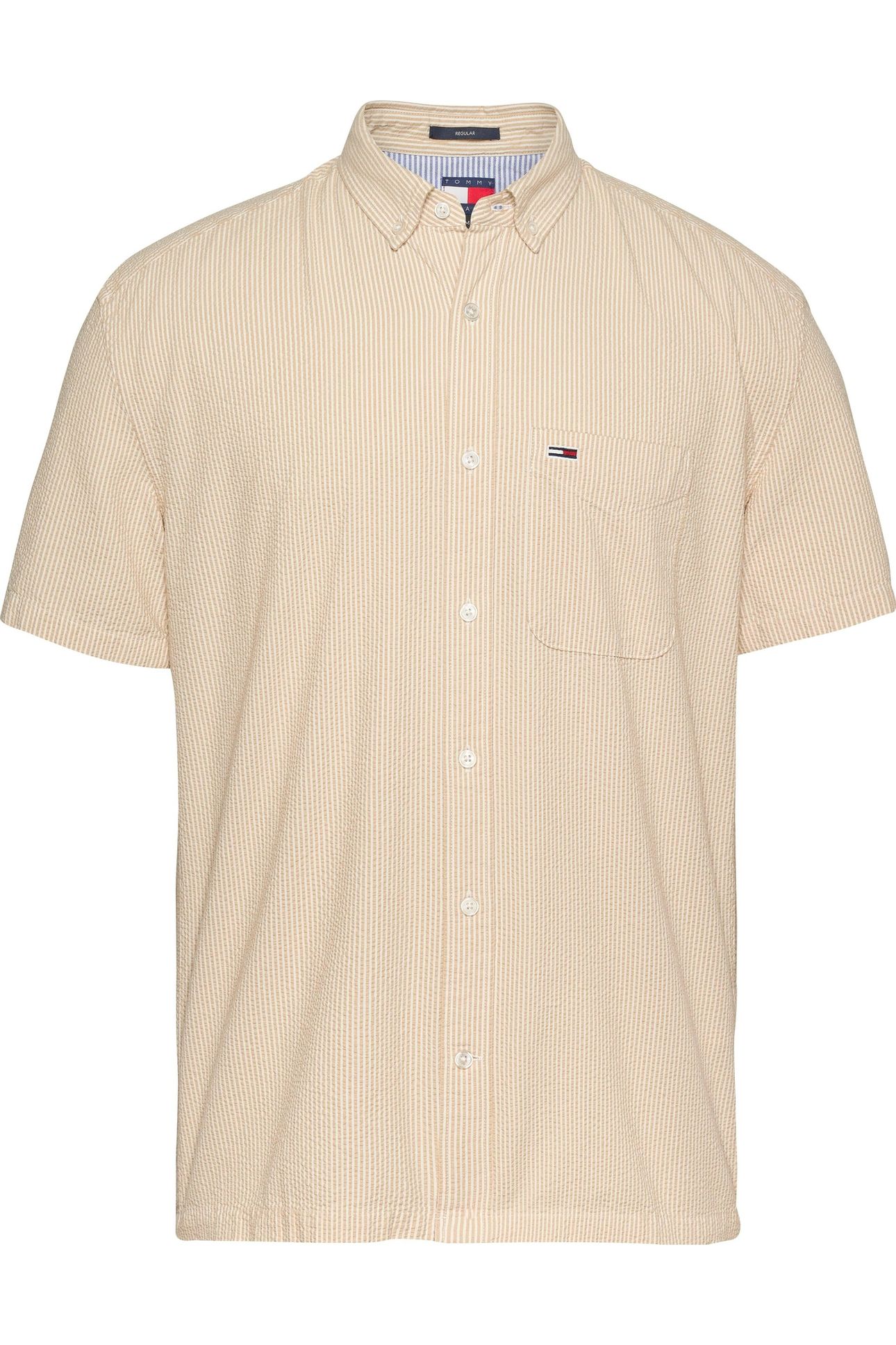 TJM REG SEERSUCKER SHIRT RELIC TAN STRIPES 1